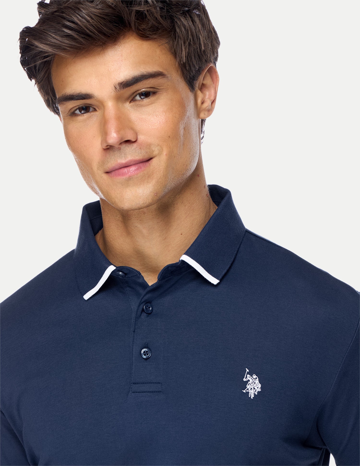 Solid Slim Fit Polo Shirt Dark Blue - U.S. Polo Assn. India | Large
