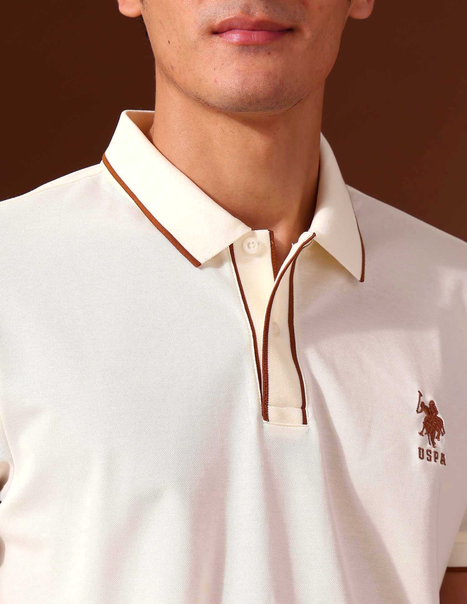 Slim Fit Work and Wander Polo Shirt Off White - U.S. POLO ASSN. | Large