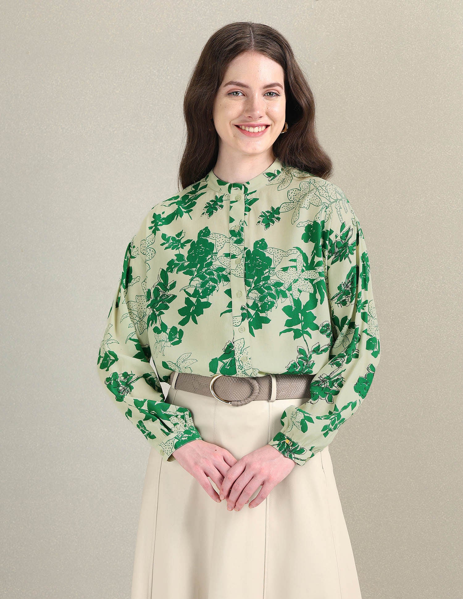 Viscose Floral Top Green and White - U.S. Polo Assn. India | Large