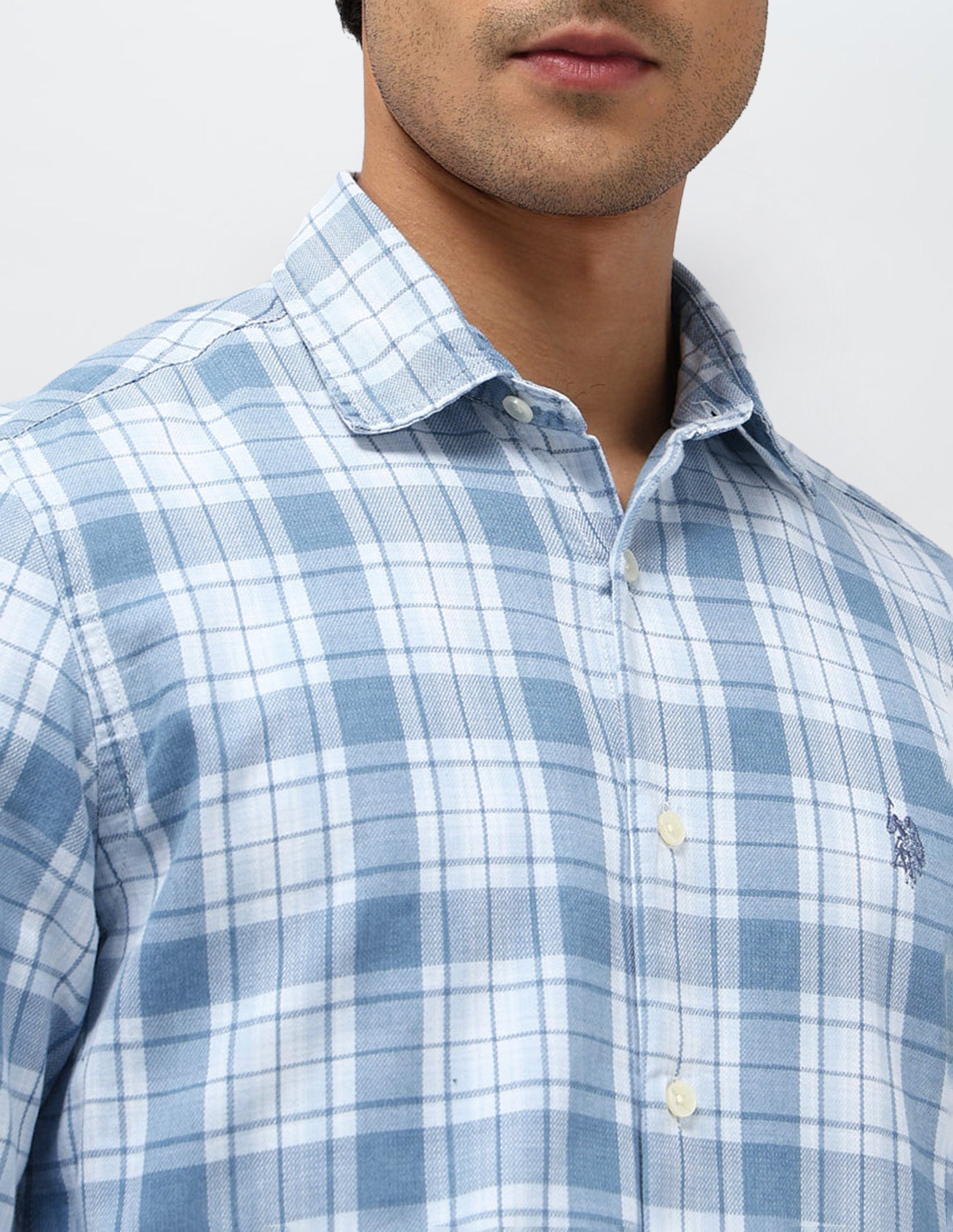 Slim Fit Twill Shirt Light Indigo - U.S. POLO ASSN. | Large