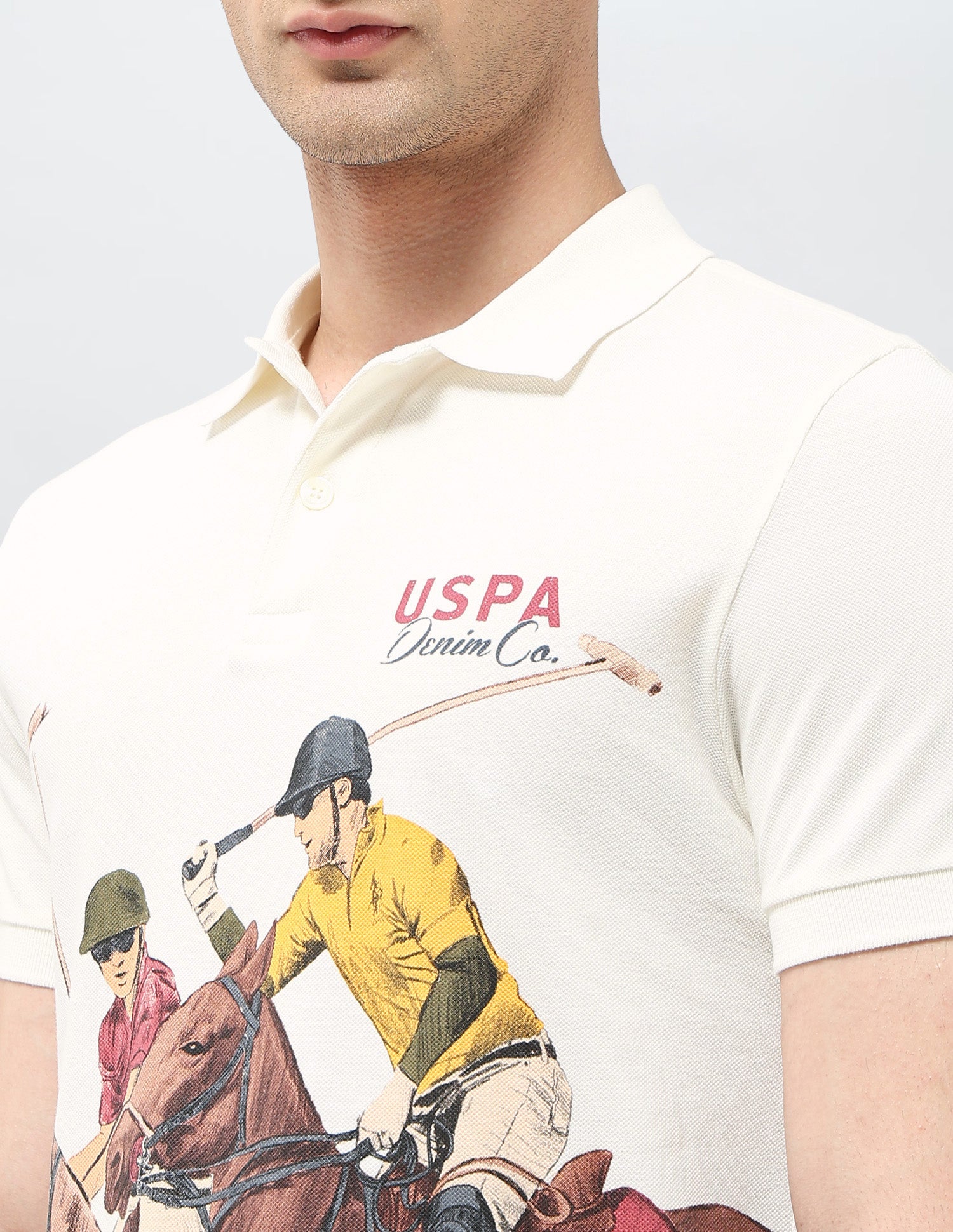 Graphic Printed Regular Fit Polo Shirt Ivory - U.S. POLO ASSN. | Large