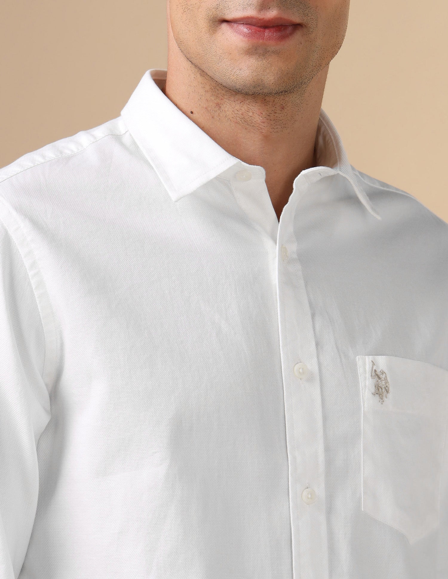 Dobby Pure Cotton Shirt White - U.S. POLO ASSN. | Large