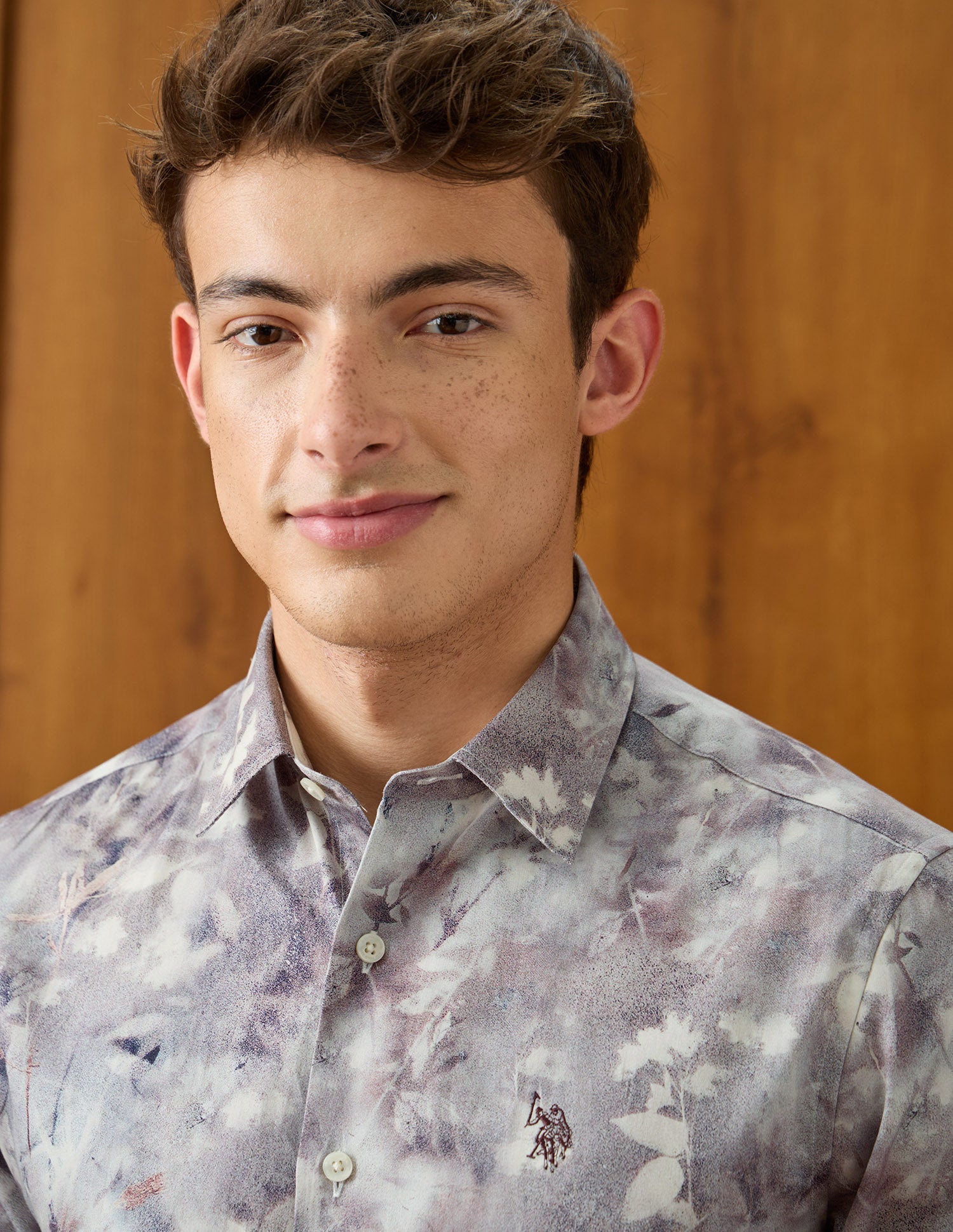 Tropical Printed Satin Shirt Light Grey - U.S. Polo Assn. India | Large