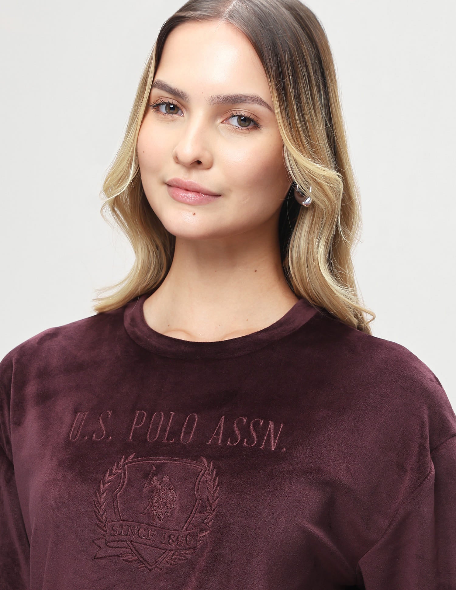 Brand Embroidered Relaxed Fit Sweatshirt Wine - U.S. Polo Assn. India | Large