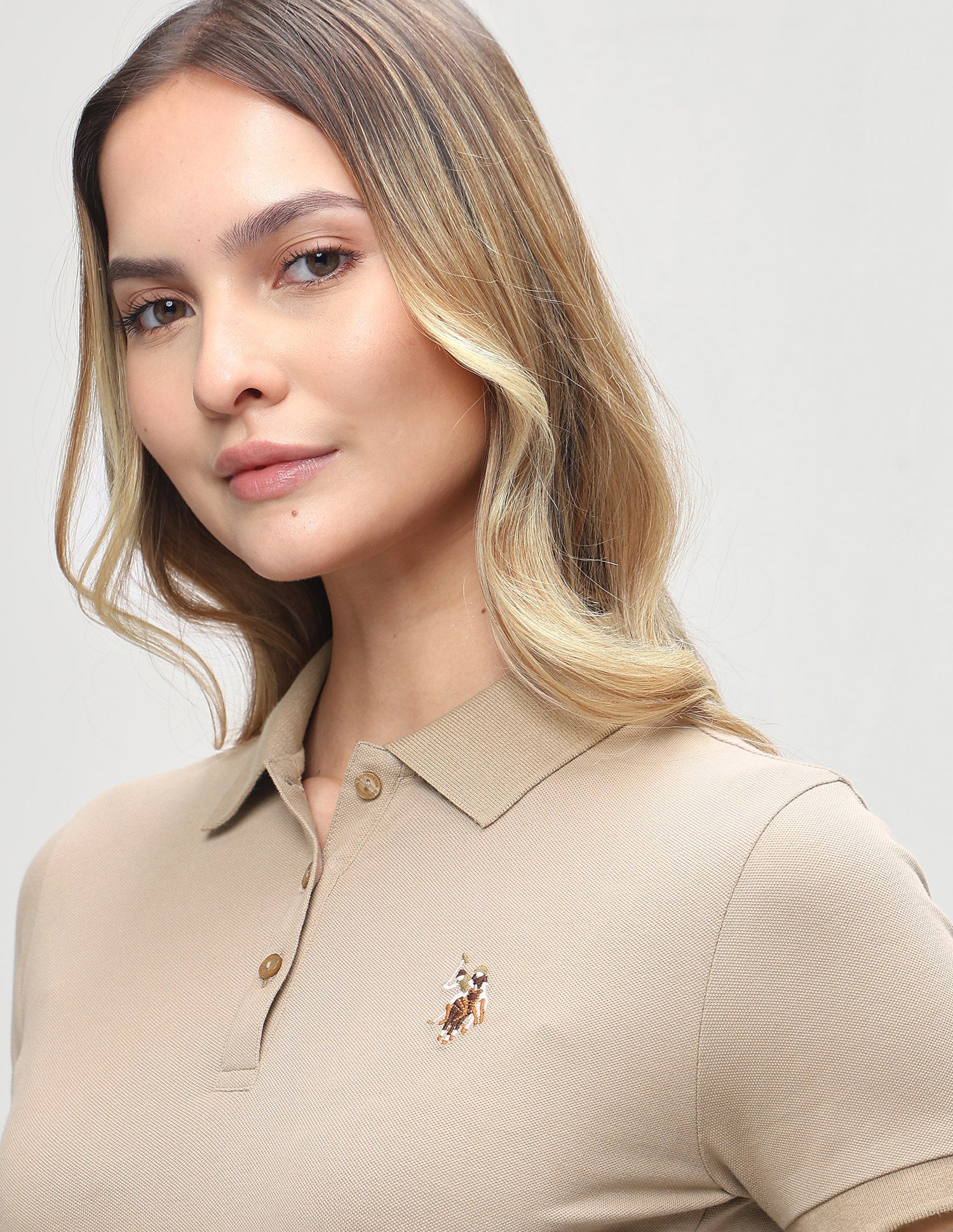 Solid Regular Fit Polo Shirt Beige - U.S. Polo Assn. India | Large