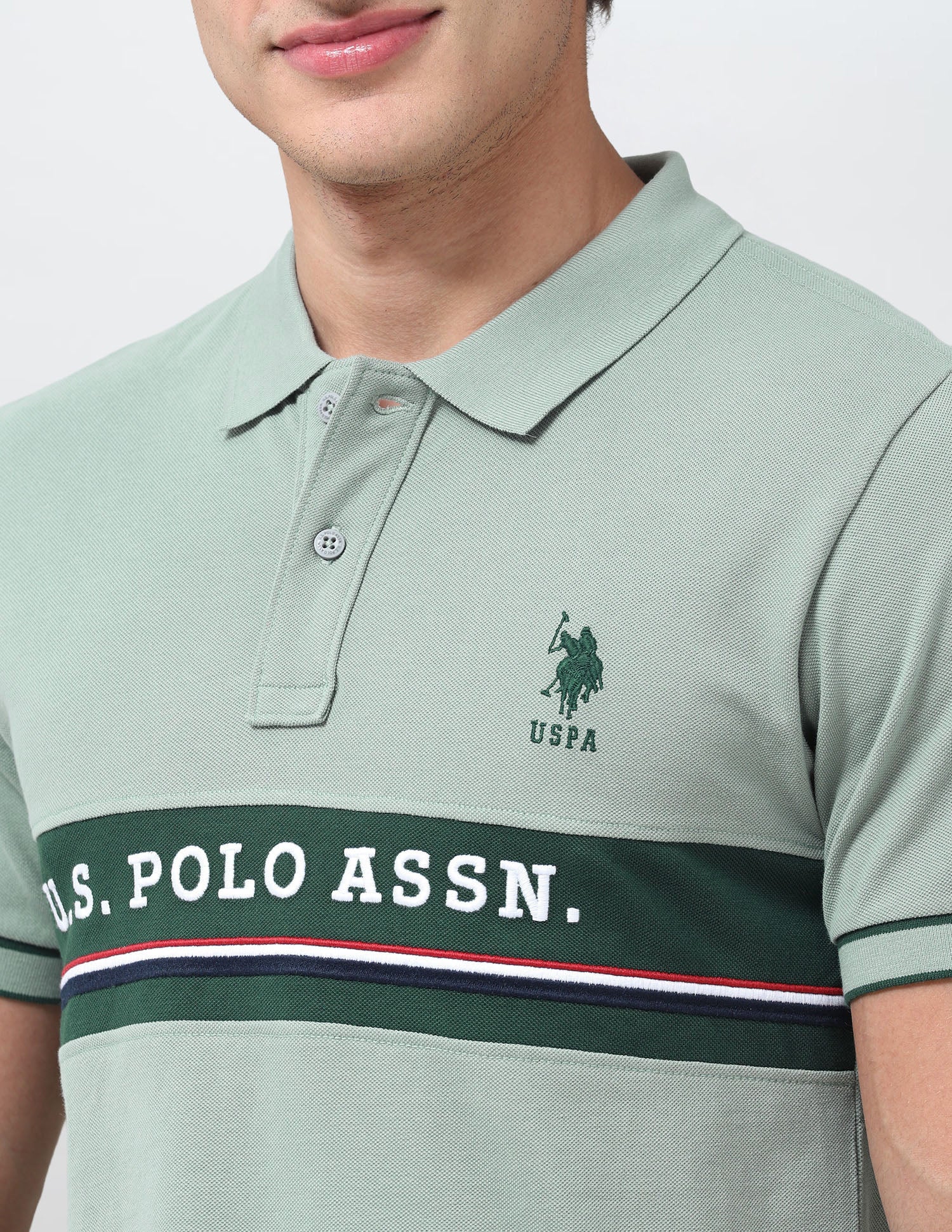 Brand Embroidered Regular Fit Polo Shirt Light Green - U.S. Polo Assn. India | Large