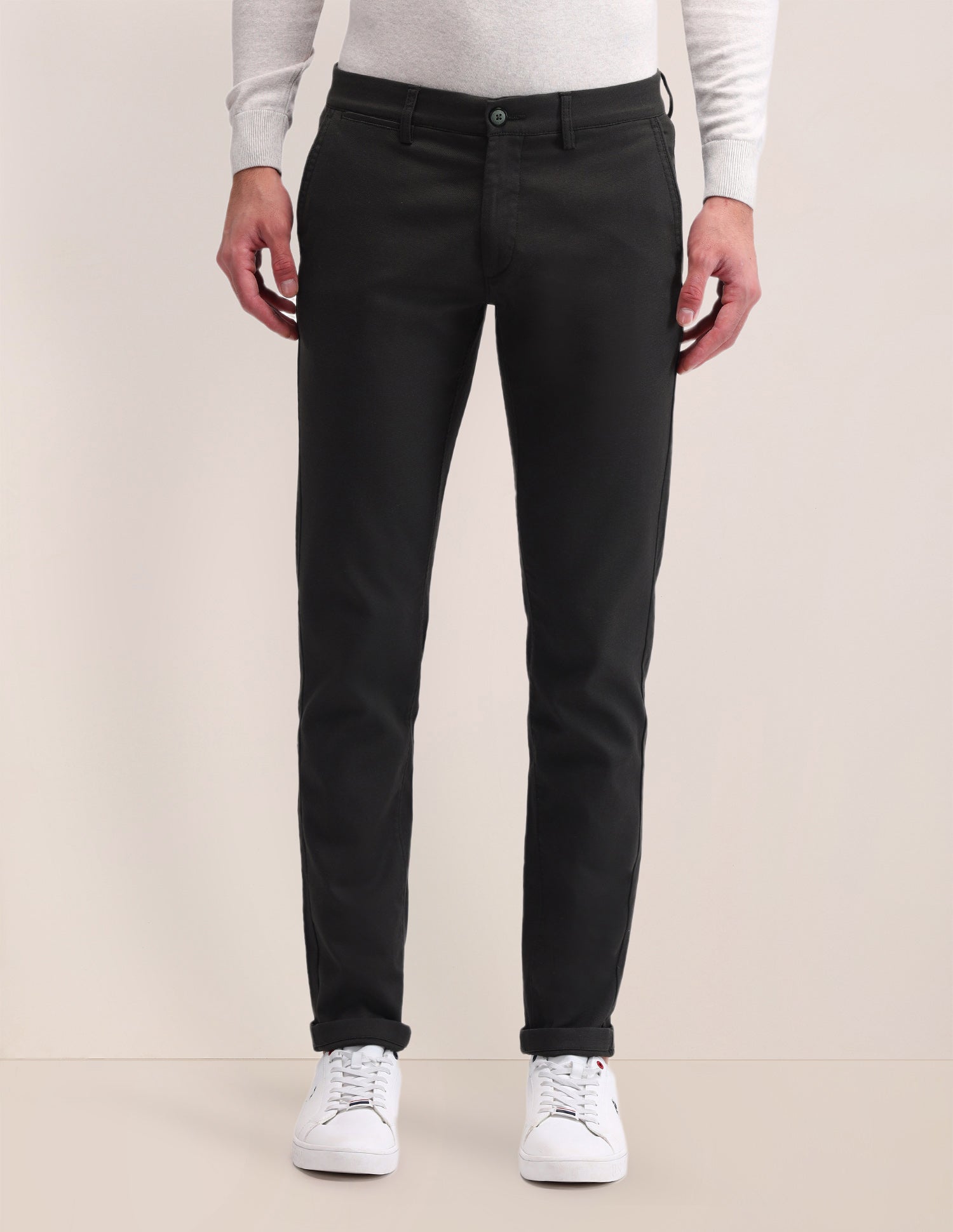 Austin Slim Fit Solid Trousers Dark Olive - U.S. POLO ASSN. | Large