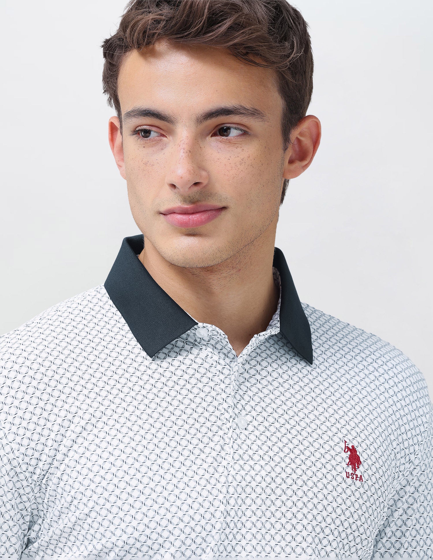 Geometric Printed Slim Fit Polo Shirt White - U.S. Polo Assn. India | Large