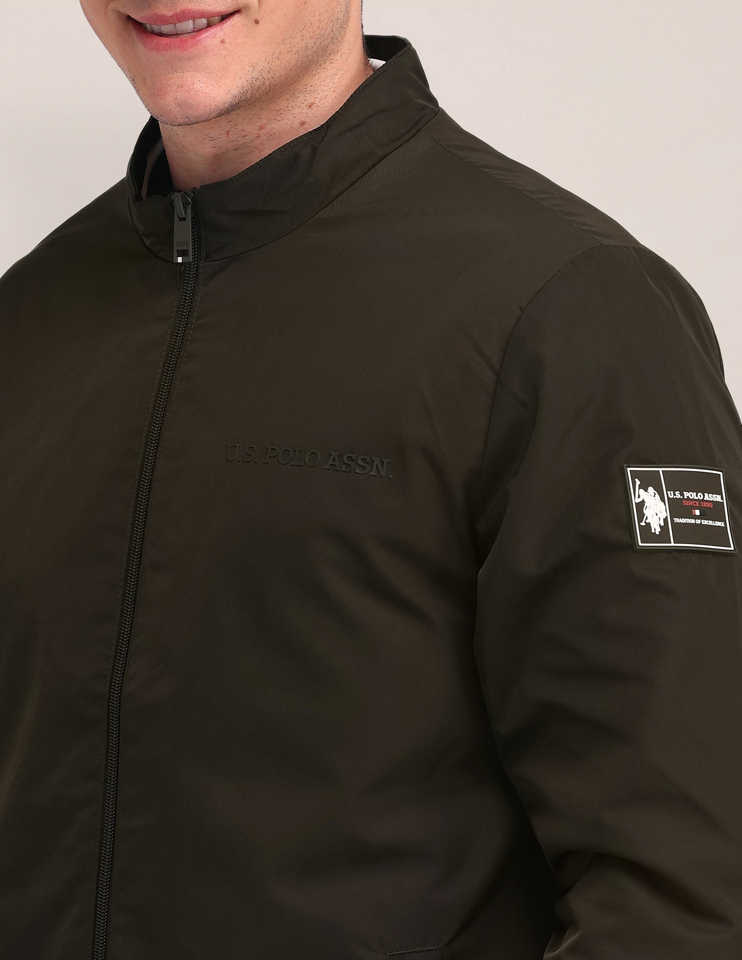 Solid Casual Jacket Olive - U.S. POLO ASSN. | Large