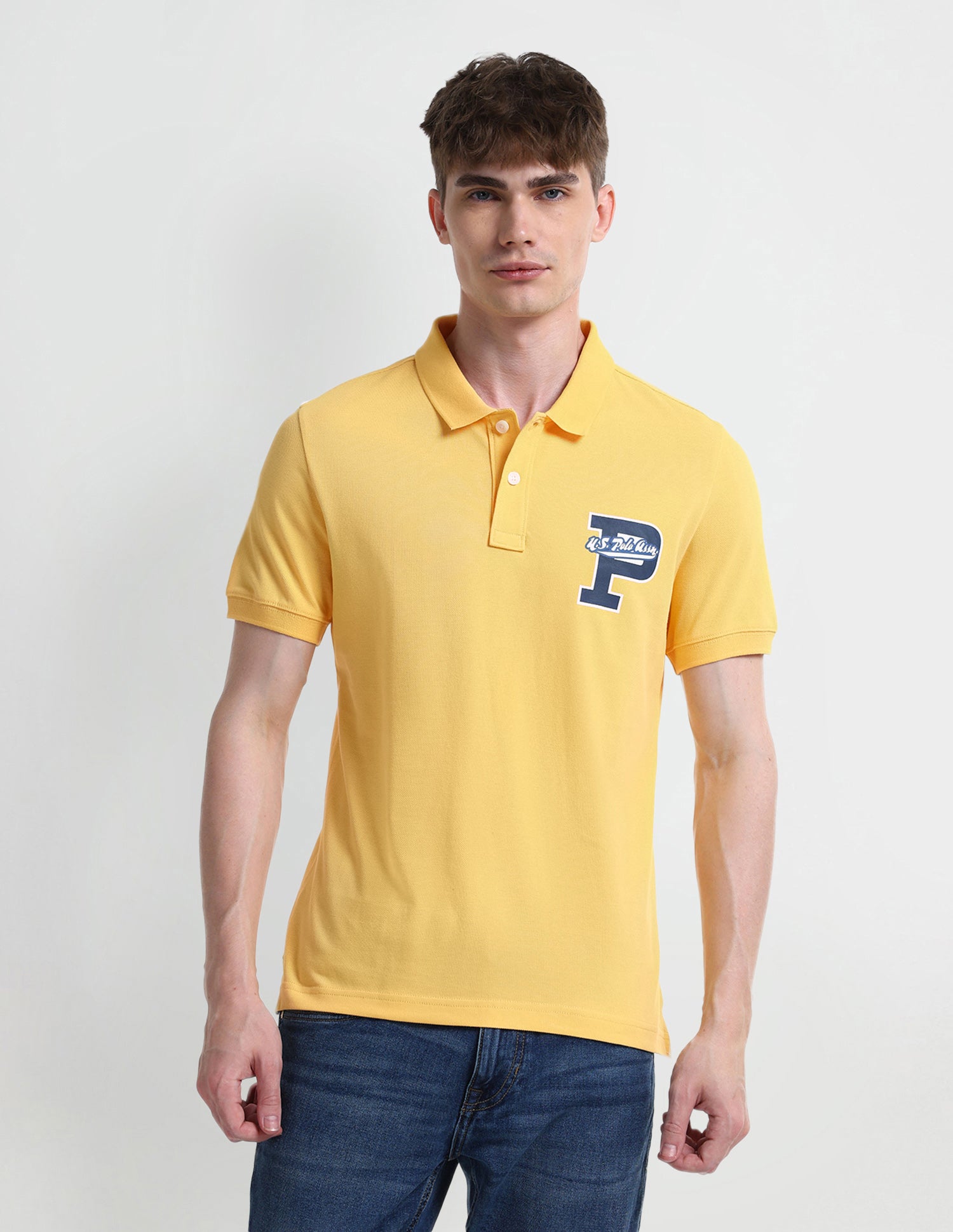 Typography Regular Fit Polo Shirt Yellow - U.S. Polo Assn. India | Large