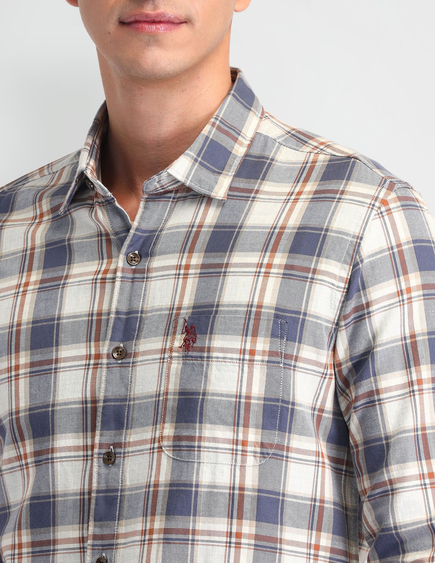 Tartan Check Regular Fit Shirt Brown - U.S. Polo Assn. India | Large