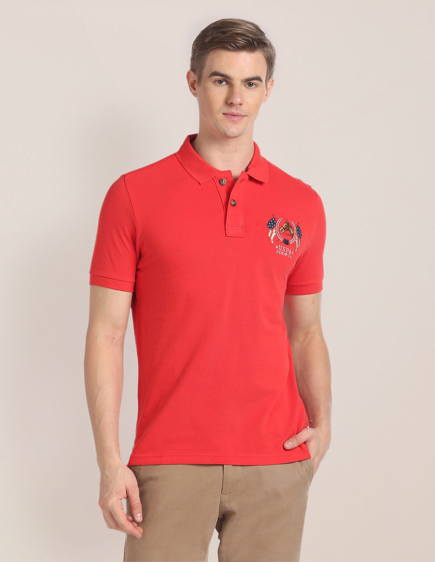 Solid Solid Polo Shirt Coral - U.S. Polo Assn. India | Large