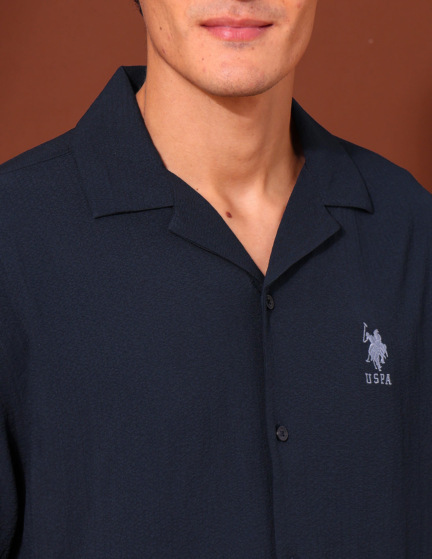 Tailored Fit Poplin Shirt Navy - U.S. Polo Assn. India | Large