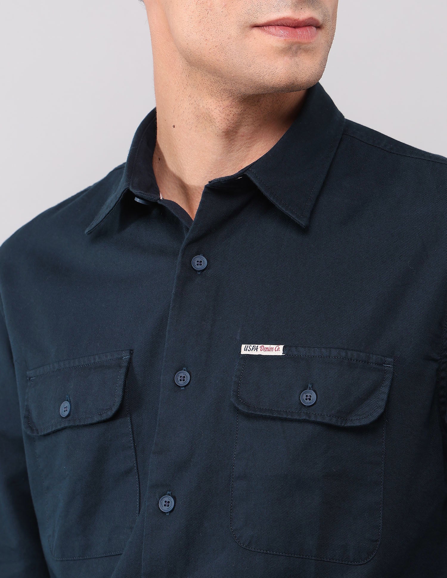 Twill Pure Cotton Shirt Navy - U.S. Polo Assn. India | Large