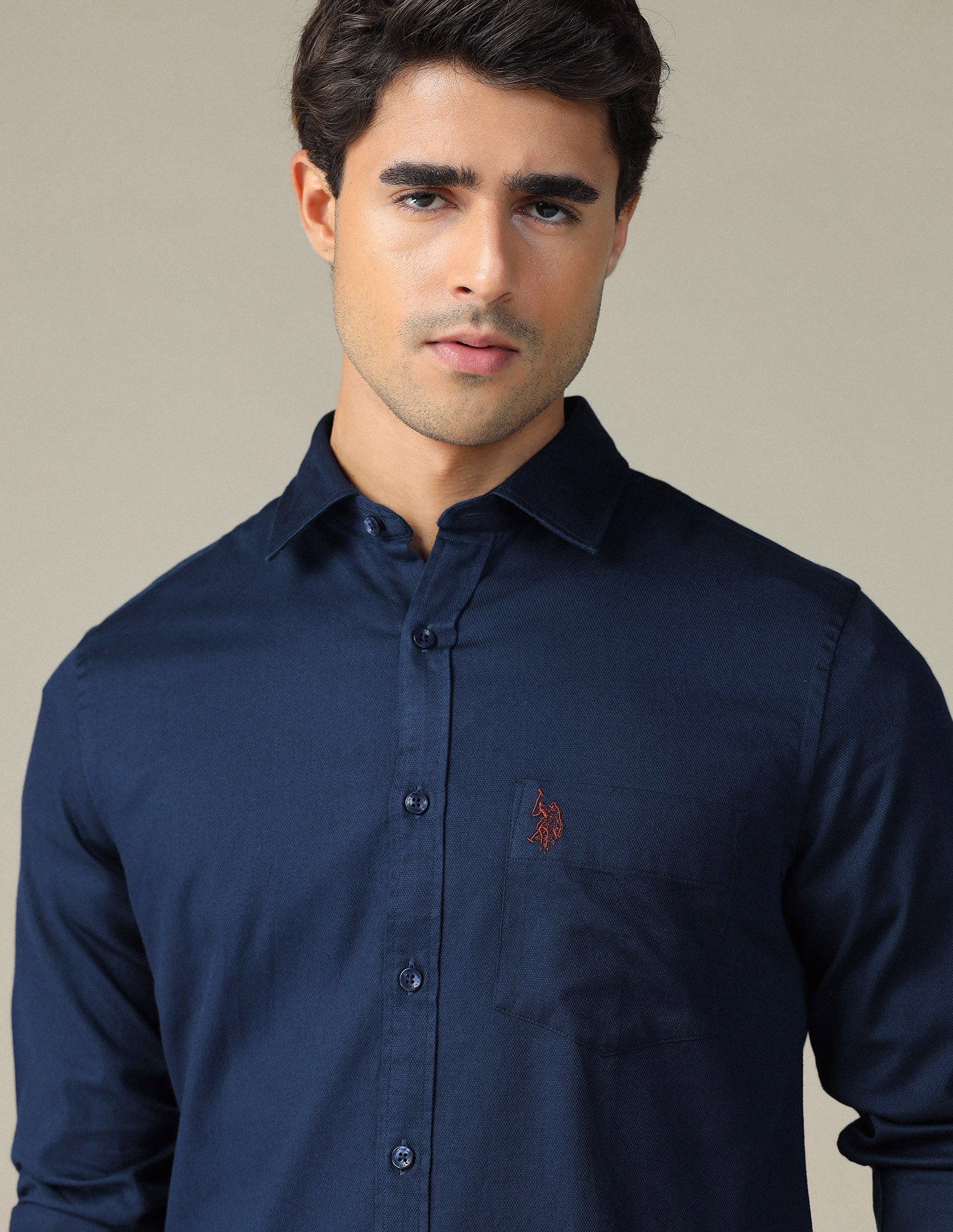 Pure Cotton Tailored Fit Shirt Navy - U.S. POLO ASSN. | Large