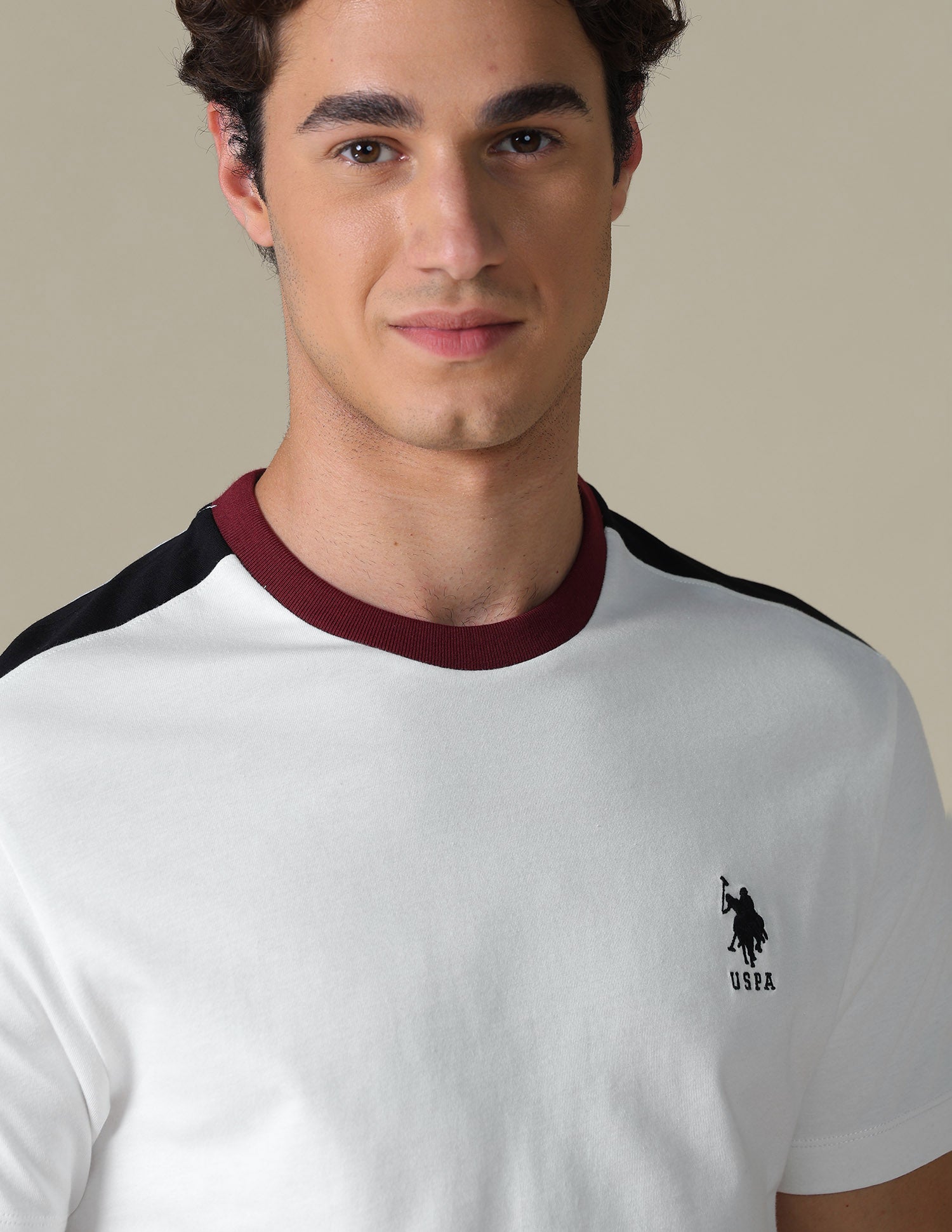 Solid Slim Fit T-Shirt Ivory - U.S. Polo Assn. India | Large