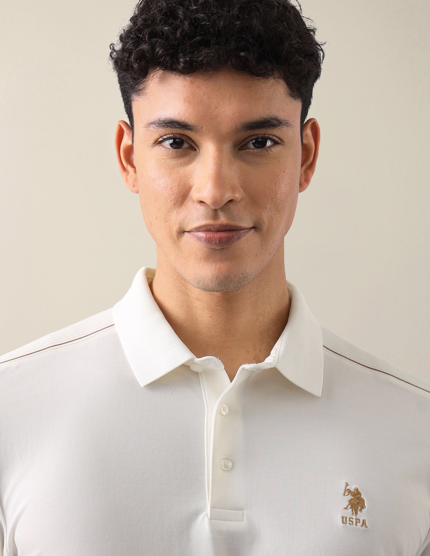 Solid Slim Fit Polo Shirt Off White - U.S. Polo Assn. India | Large