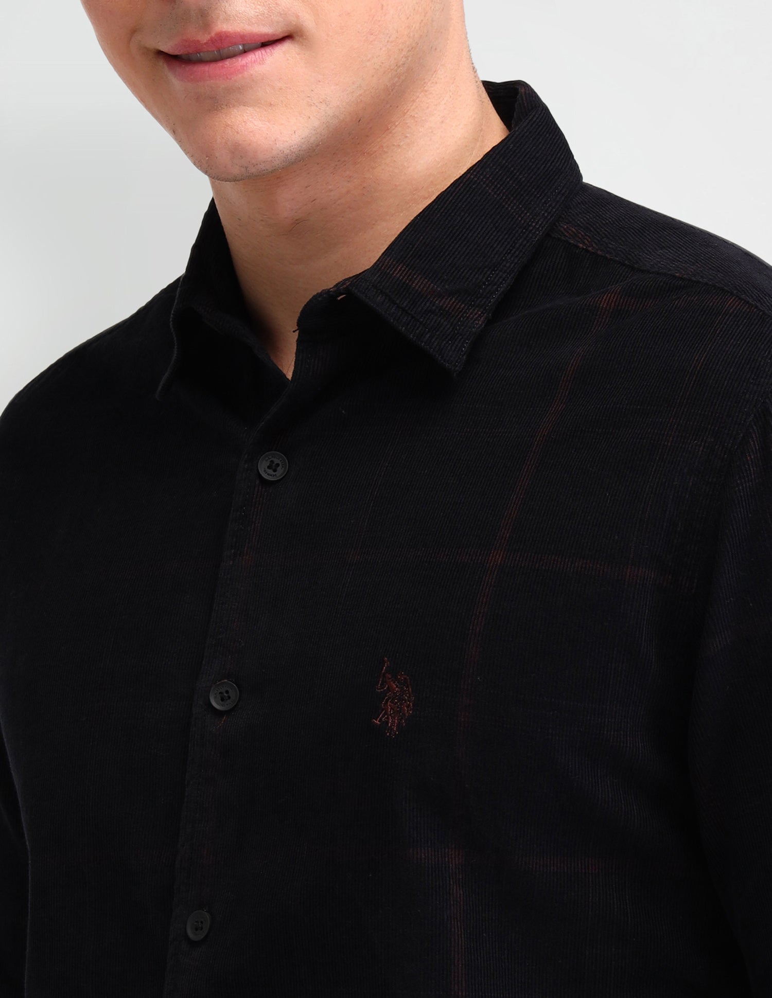 Windowpane Checked Slim Fit Shirt Black - U.S. Polo Assn. India | Large