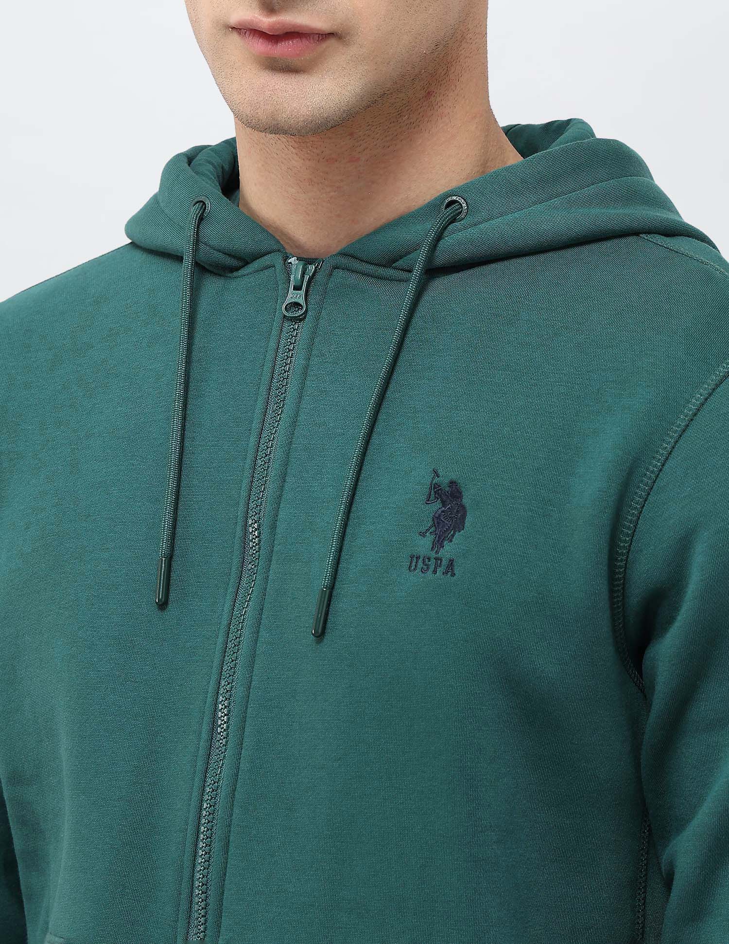 Solid Hooded Sweatshirt Dark Green - U.S. POLO ASSN. | Large