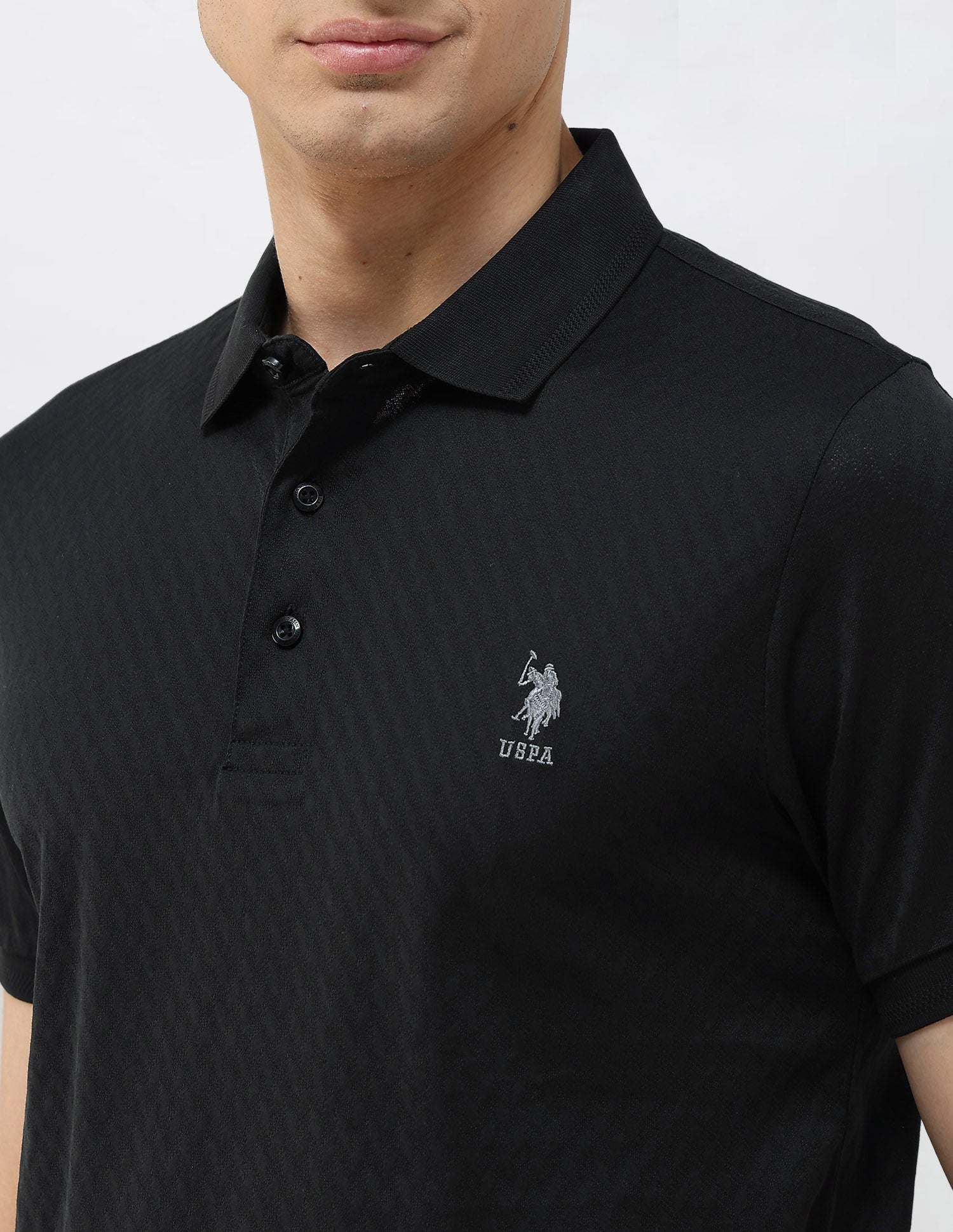 Textured Slim Fit Polo Shirt Black - U.S. POLO ASSN. | Large