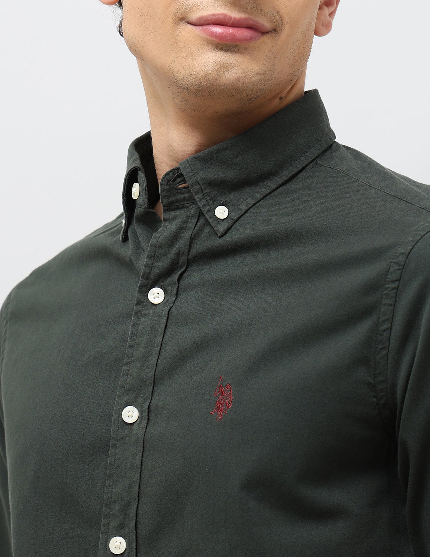 Twill Tailored Fit Shirt Olive - U.S. POLO ASSN. | Large