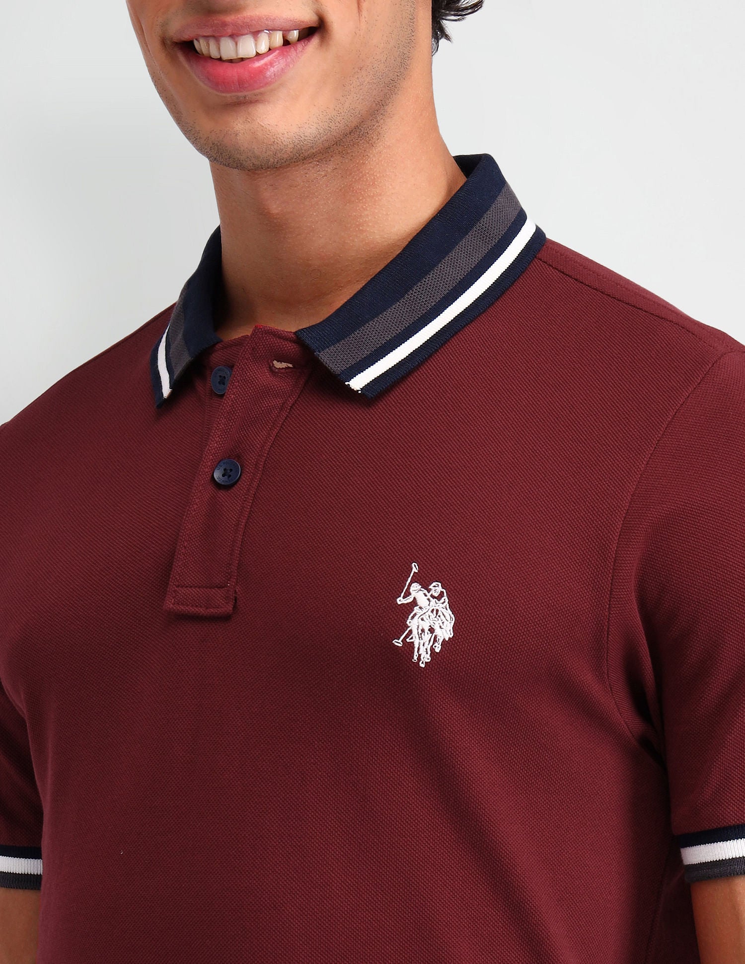 Outdoor Muscle Fit Solid Polo Shirt Maroon - U.S. POLO ASSN. | Large