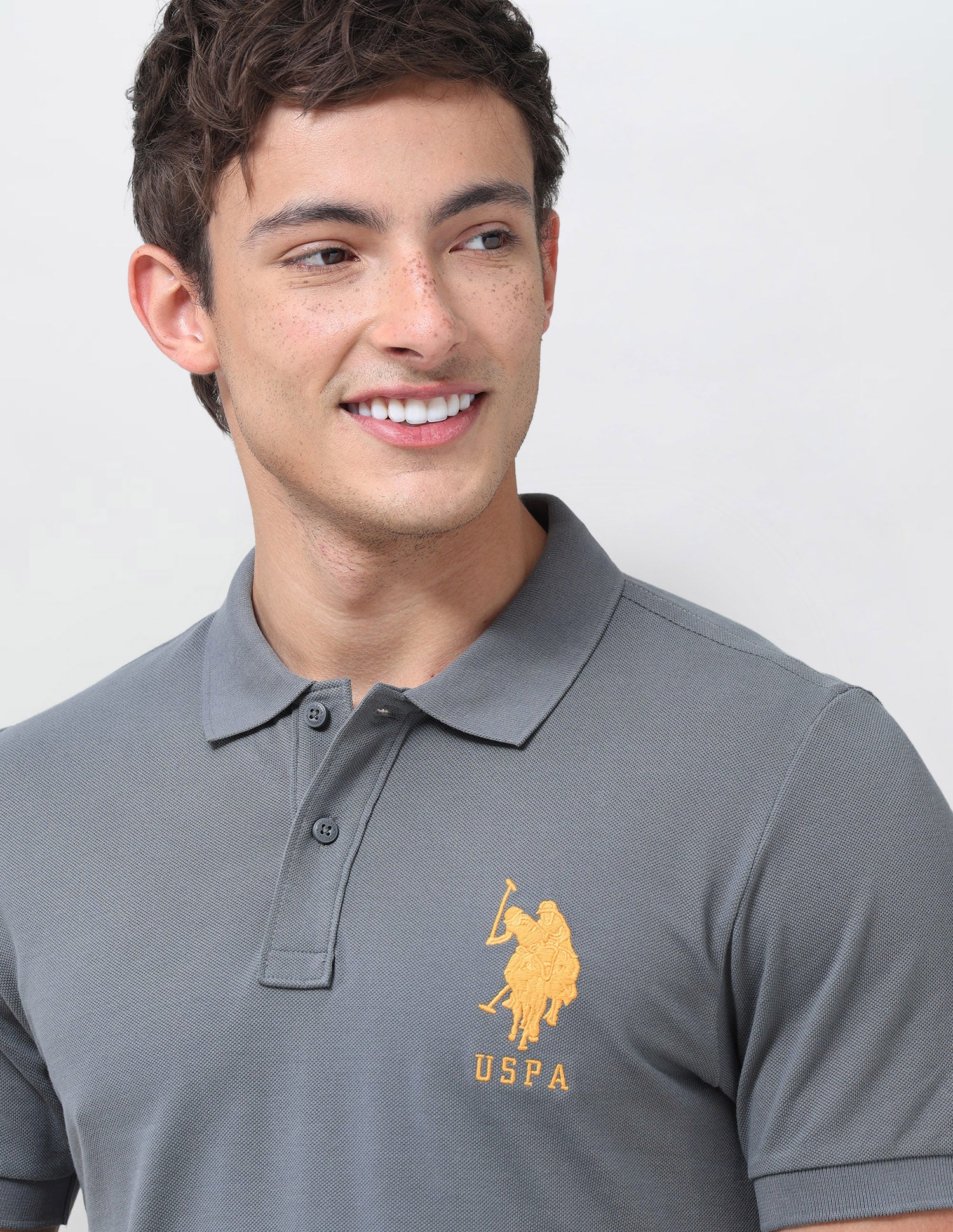 Solid Regular Fit Polo Shirt Dark Grey - U.S. Polo Assn. India | Large