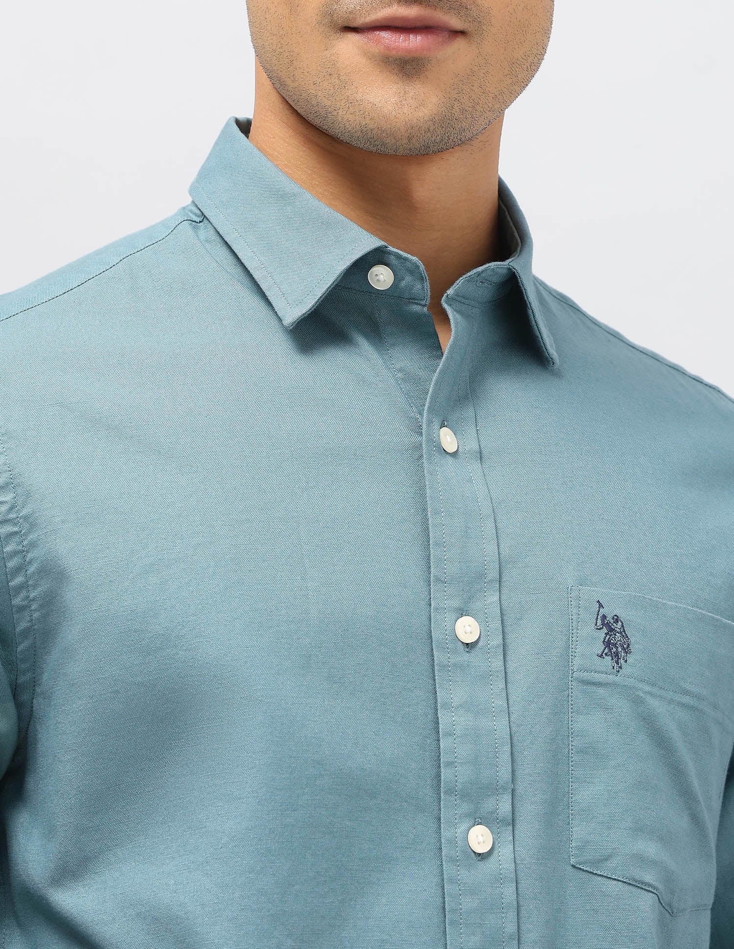 Tailored Fit Oxford Shirt Teal - U.S. Polo Assn. India | Large