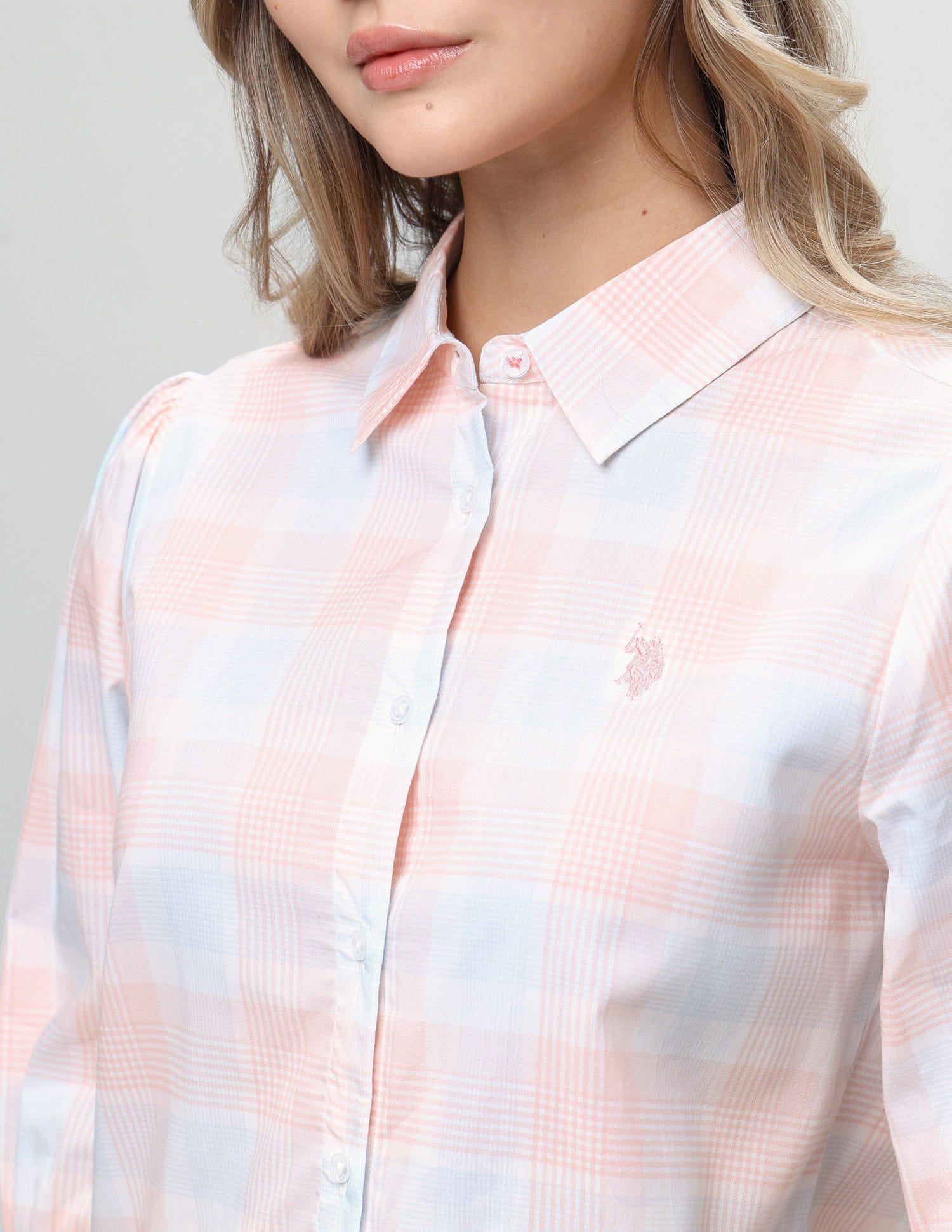 Plaid Checked Boyfriend Fit Shirt Orange - U.S. Polo Assn. India | Large