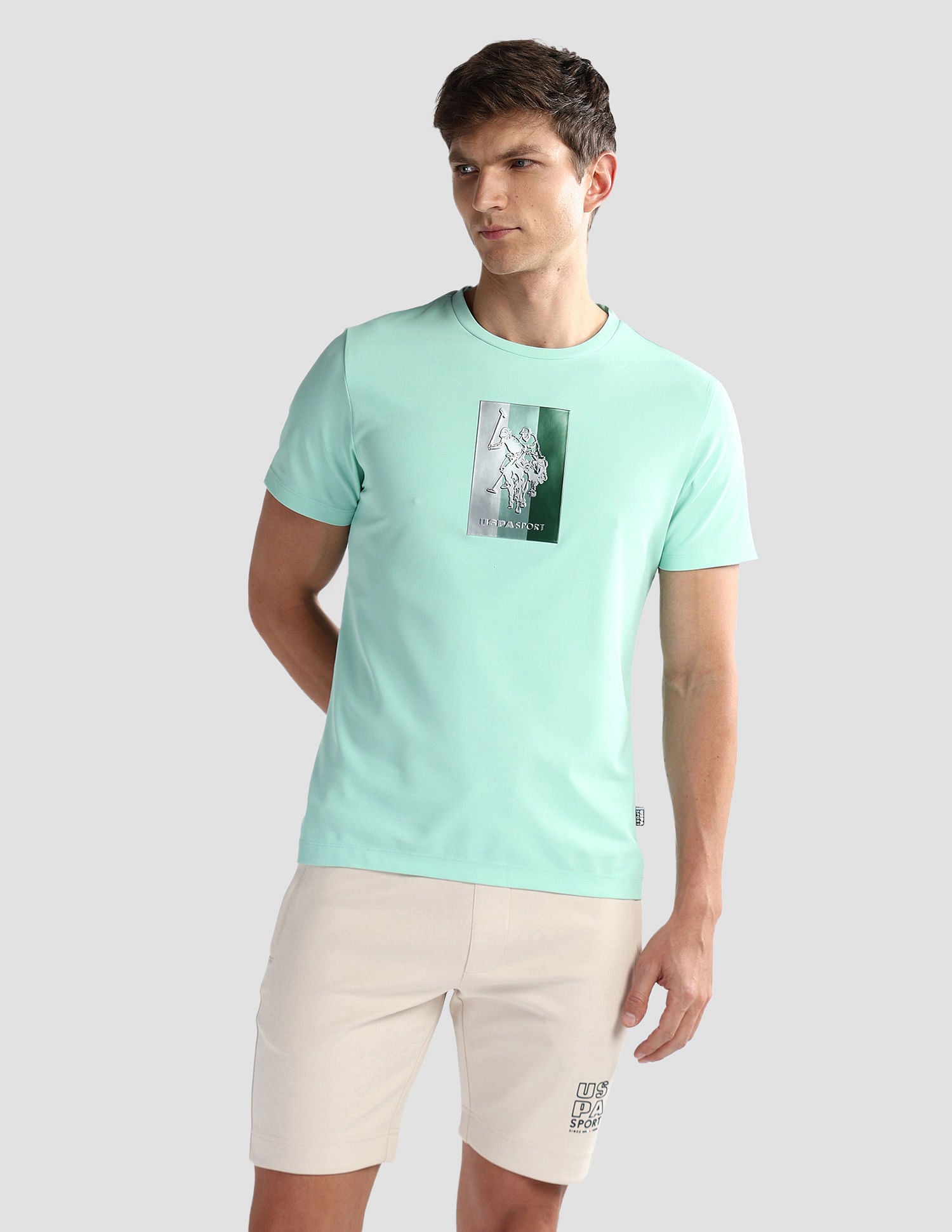 Slim Fit Honeycomb T-Shirt Mint - U.S. Polo Assn. India | Large