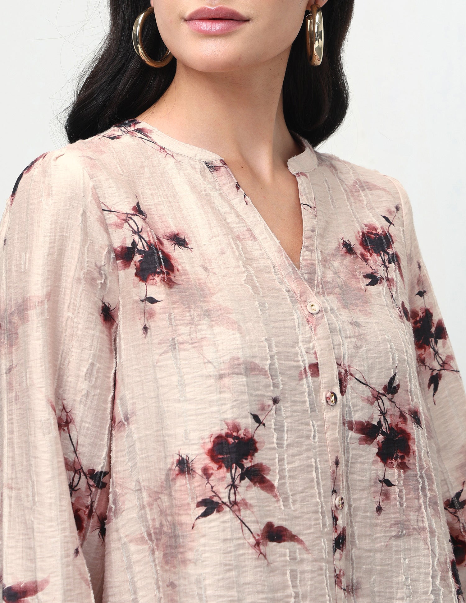Floral Printed Relaxed Fit Top Wine - U.S. Polo Assn. India | Large