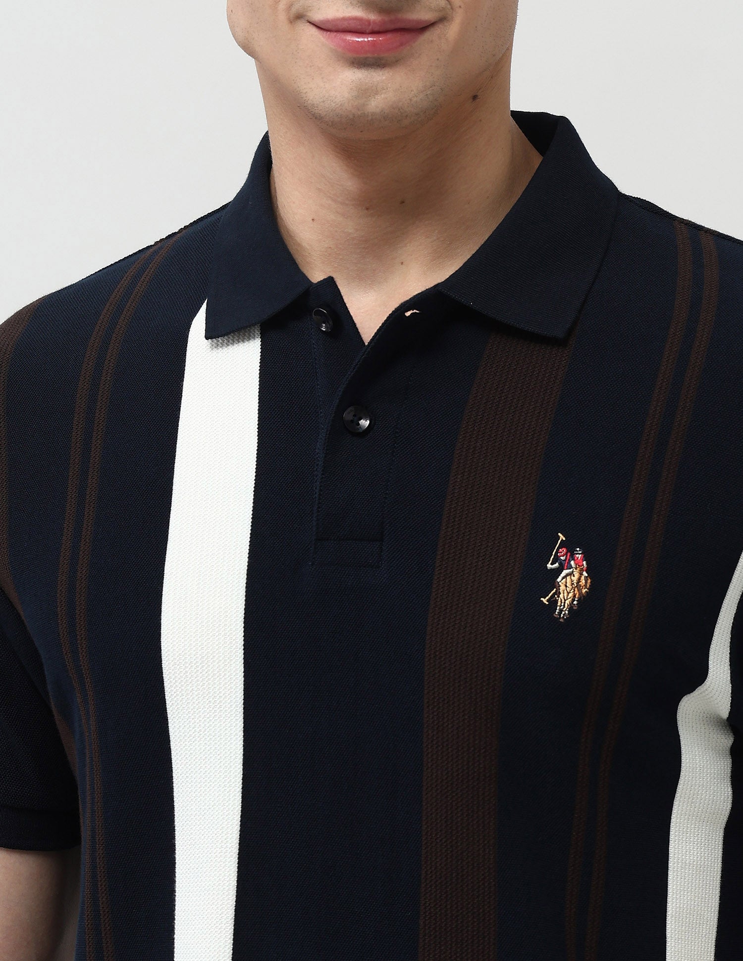 Vertical Striped Regular Fit Polo Shirt Navy - U.S. Polo Assn. India | Large