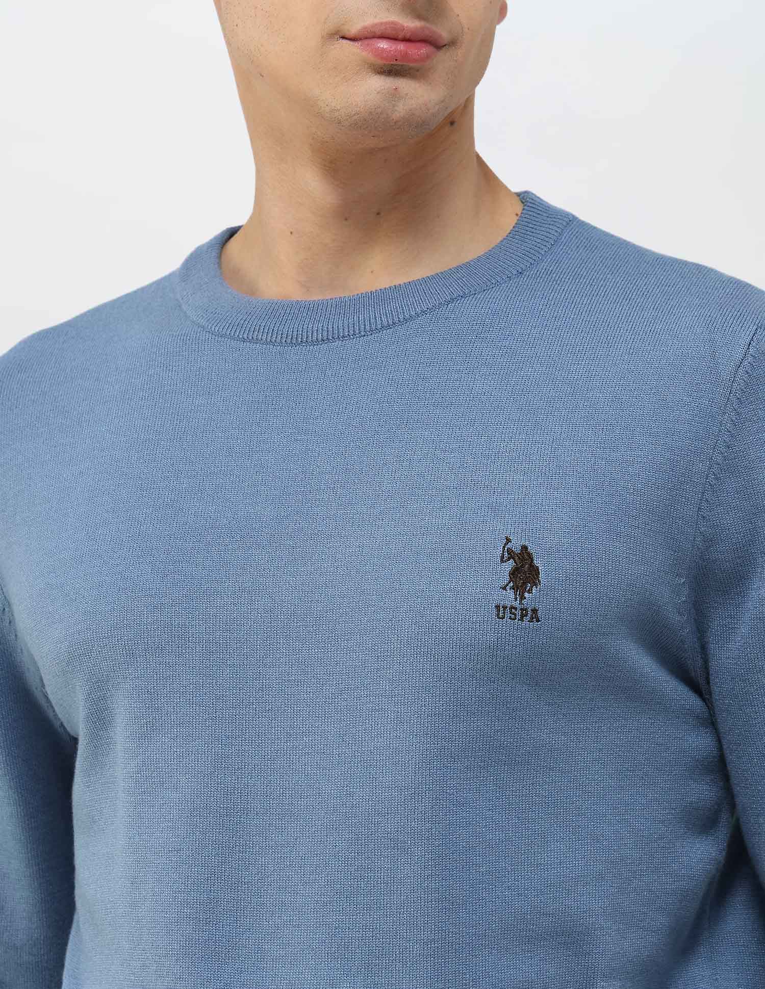 Solid Regular Fit Sweater Blue - U.S. POLO ASSN. | Large