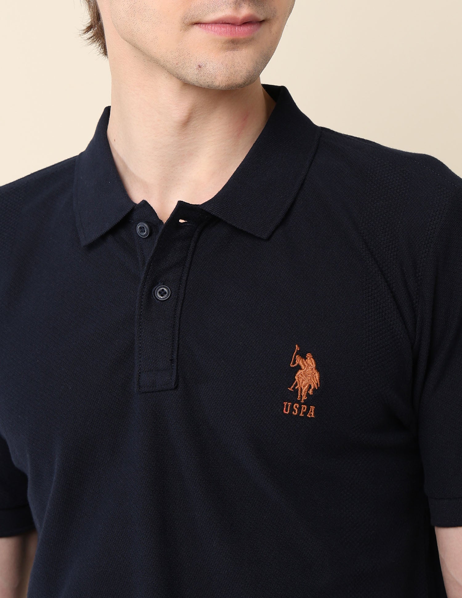 Textured Classic Polo Shirt Navy - U.S. Polo Assn. India | Large
