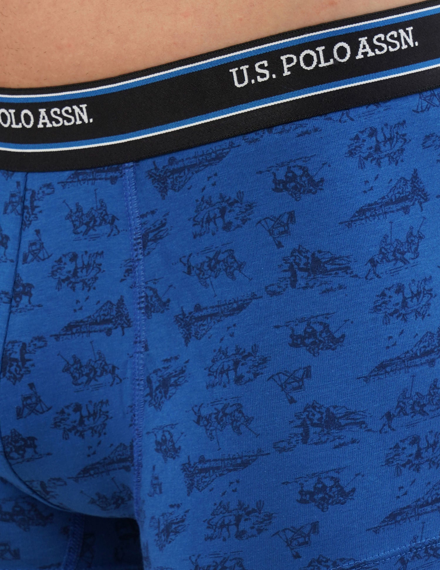 All Over Print Cotton Spandex I616 Trunks - Pack Of 2 Grey and Blue - U.S. POLO ASSN. | Large
