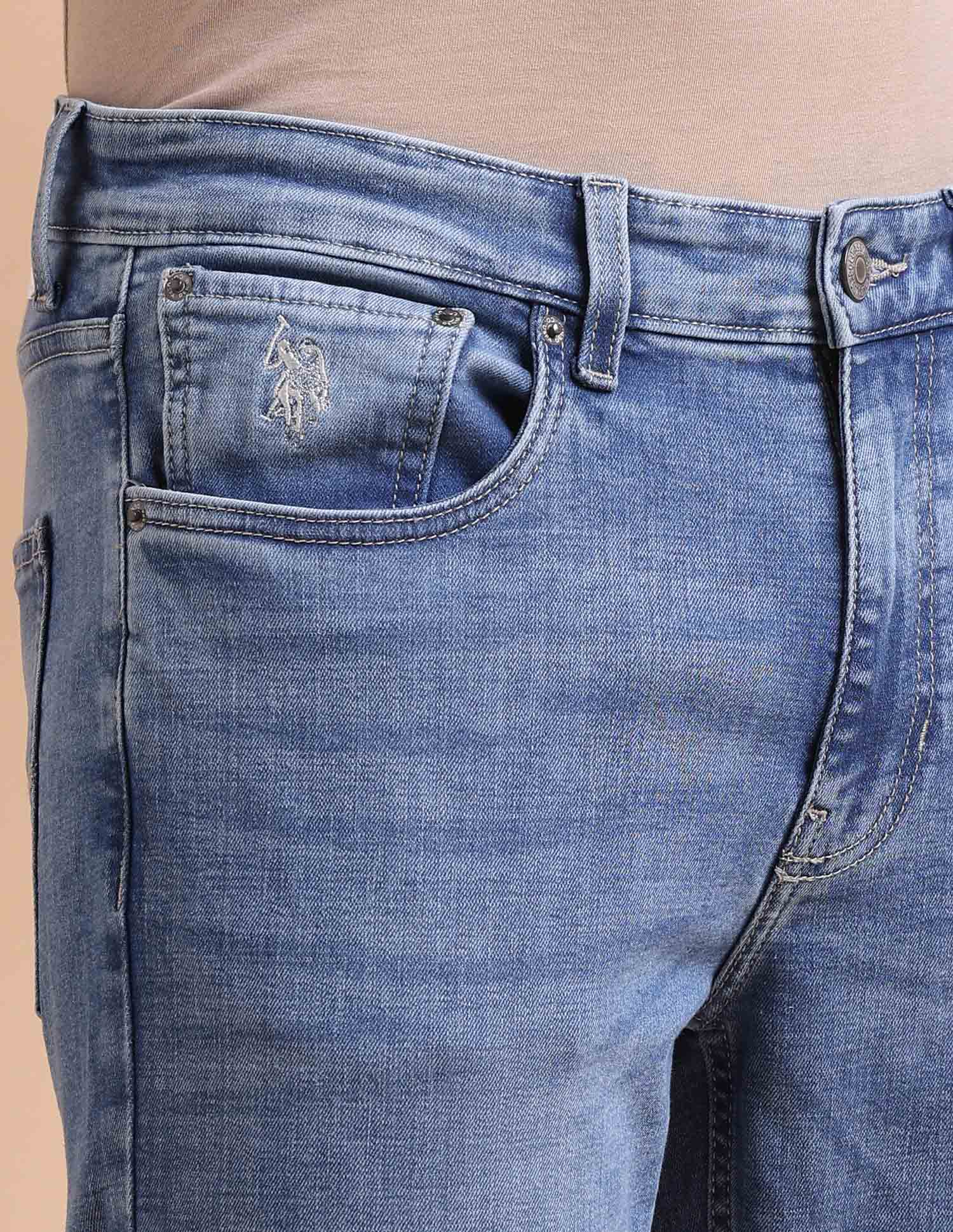 Cole Comfort Cropped Fit Blue Jeans Light Blue - U.S. POLO ASSN. | Large