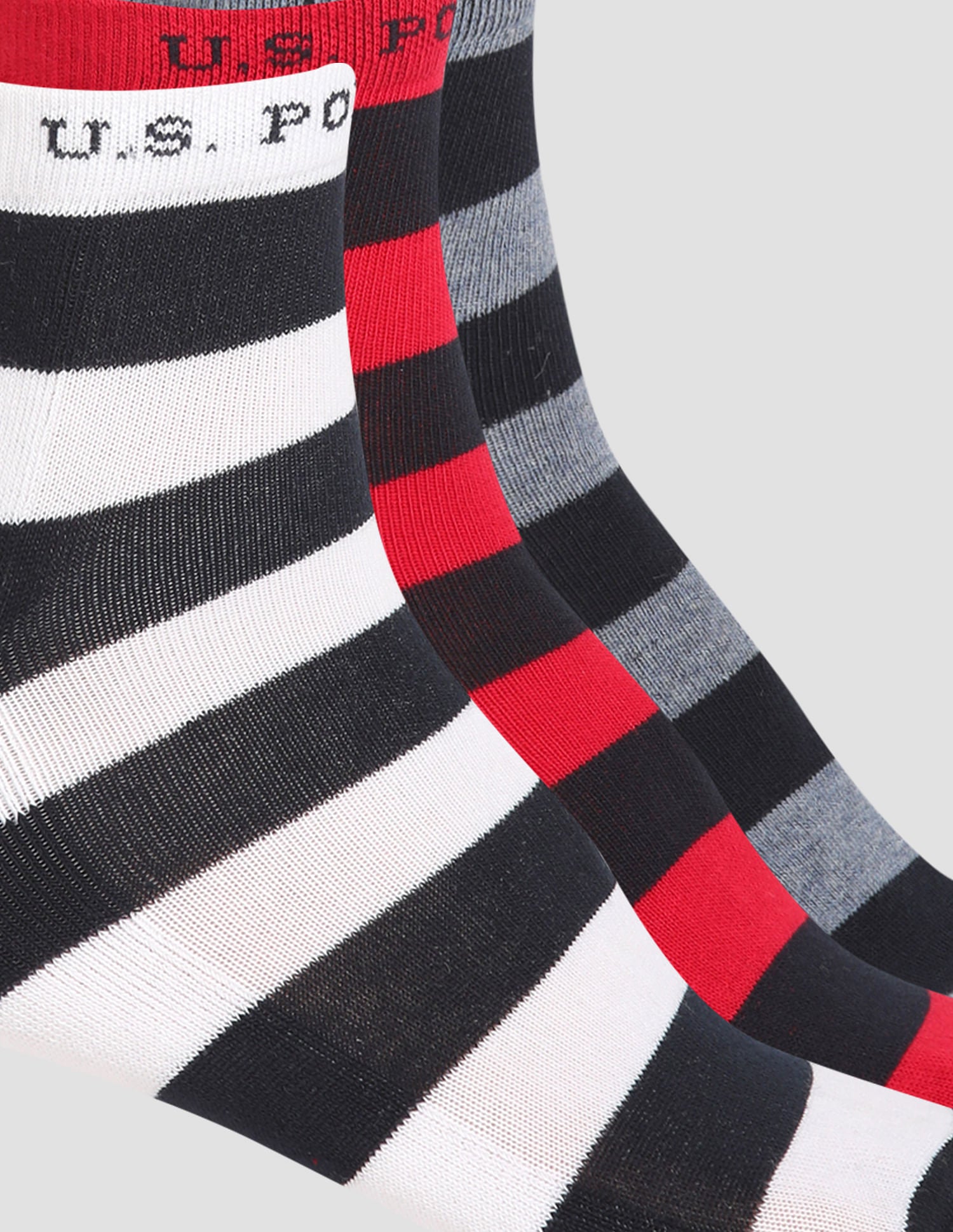 Ankle Length Terry Finish ES005 Socks - Pack Of 3 Red, White and Blue - U.S. POLO ASSN. | Large