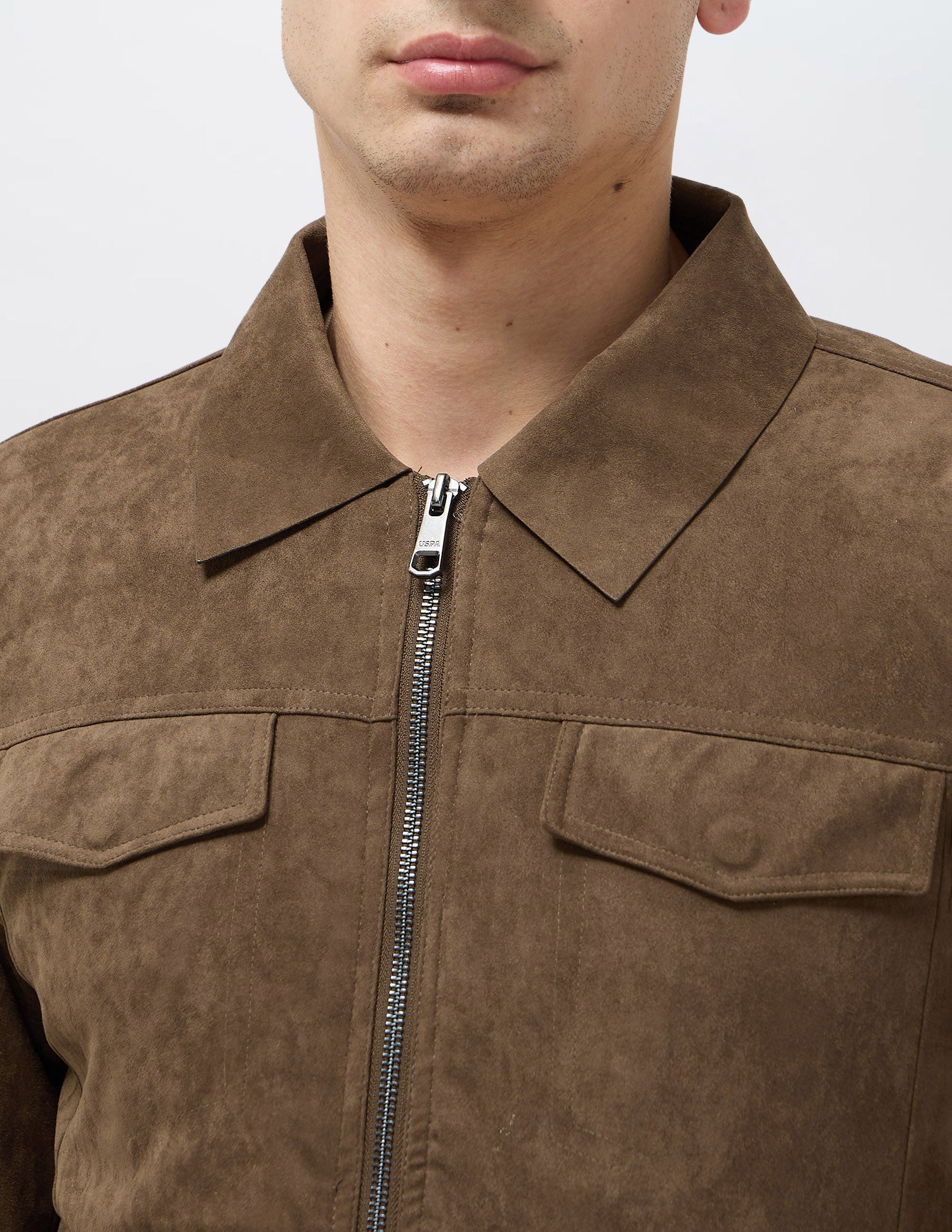 Solid Regular Fit Jacket Brown - U.S. Polo Assn. India | Large