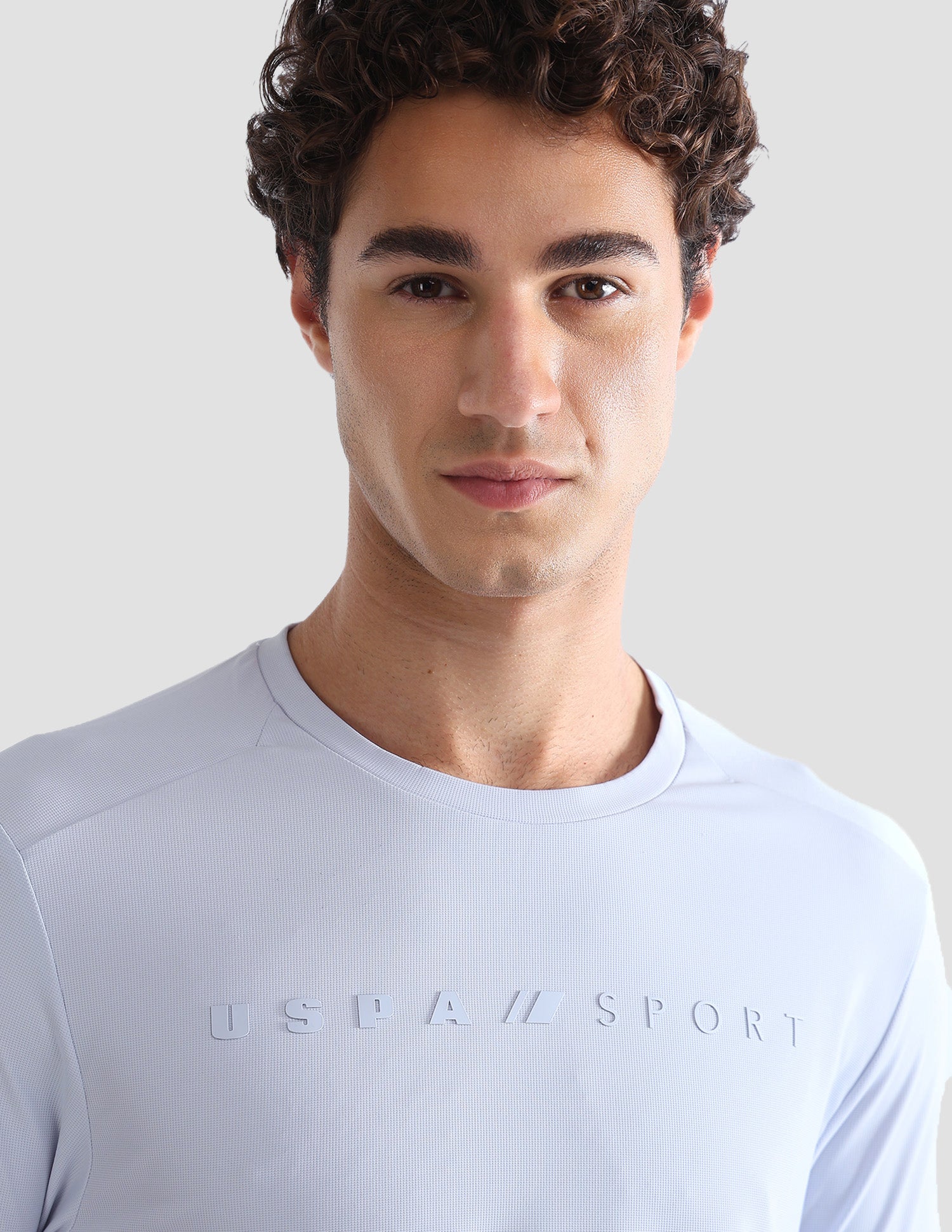 Solid Slim Fit Active T-Shirt Light Blue - U.S. Polo Assn. India | Large
