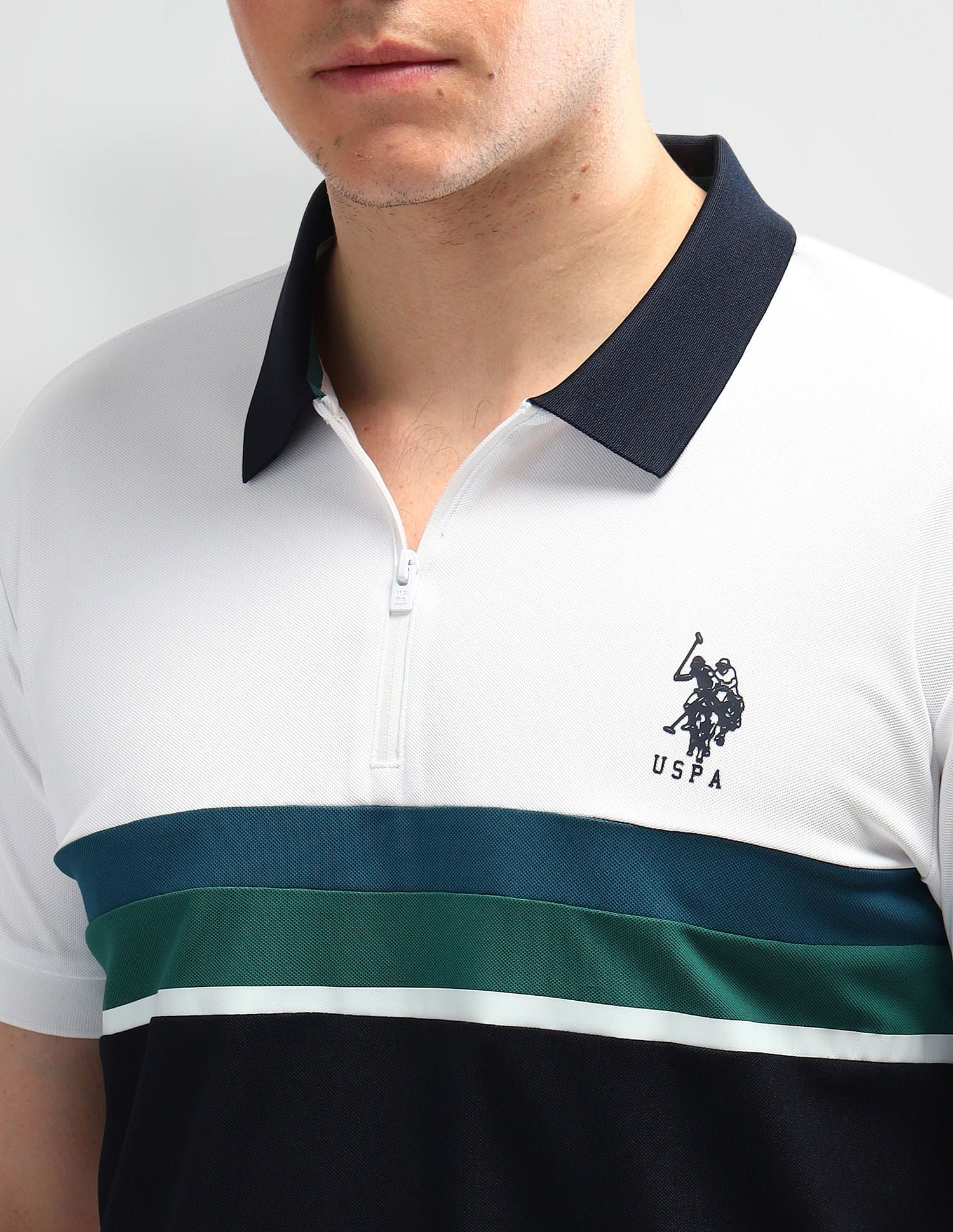 Slim Fit Colourblocked Polo Shirt White - U.S. Polo Assn. India | Large