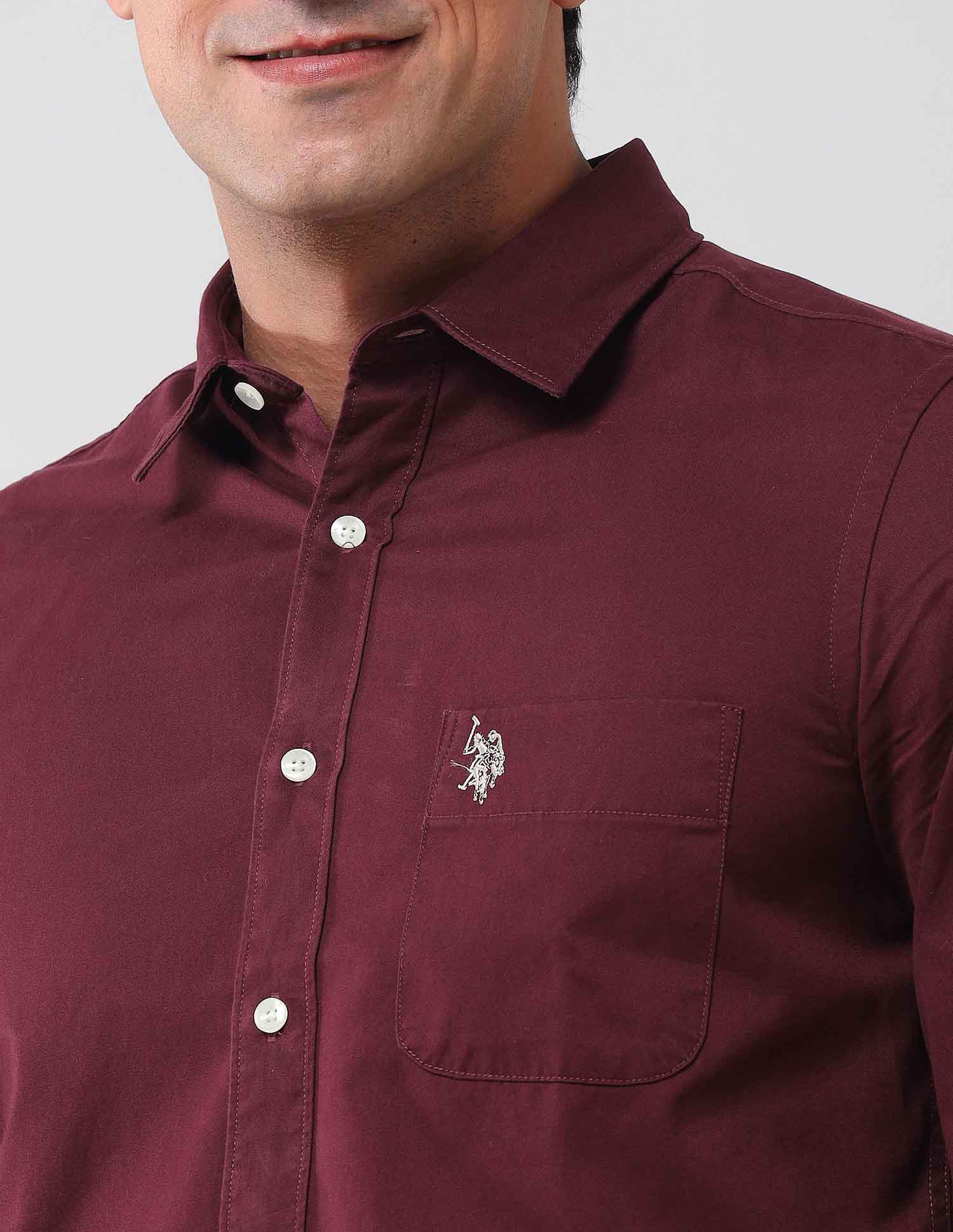 Regular Fit Solid Shirt Maroon - U.S. POLO ASSN. | Large
