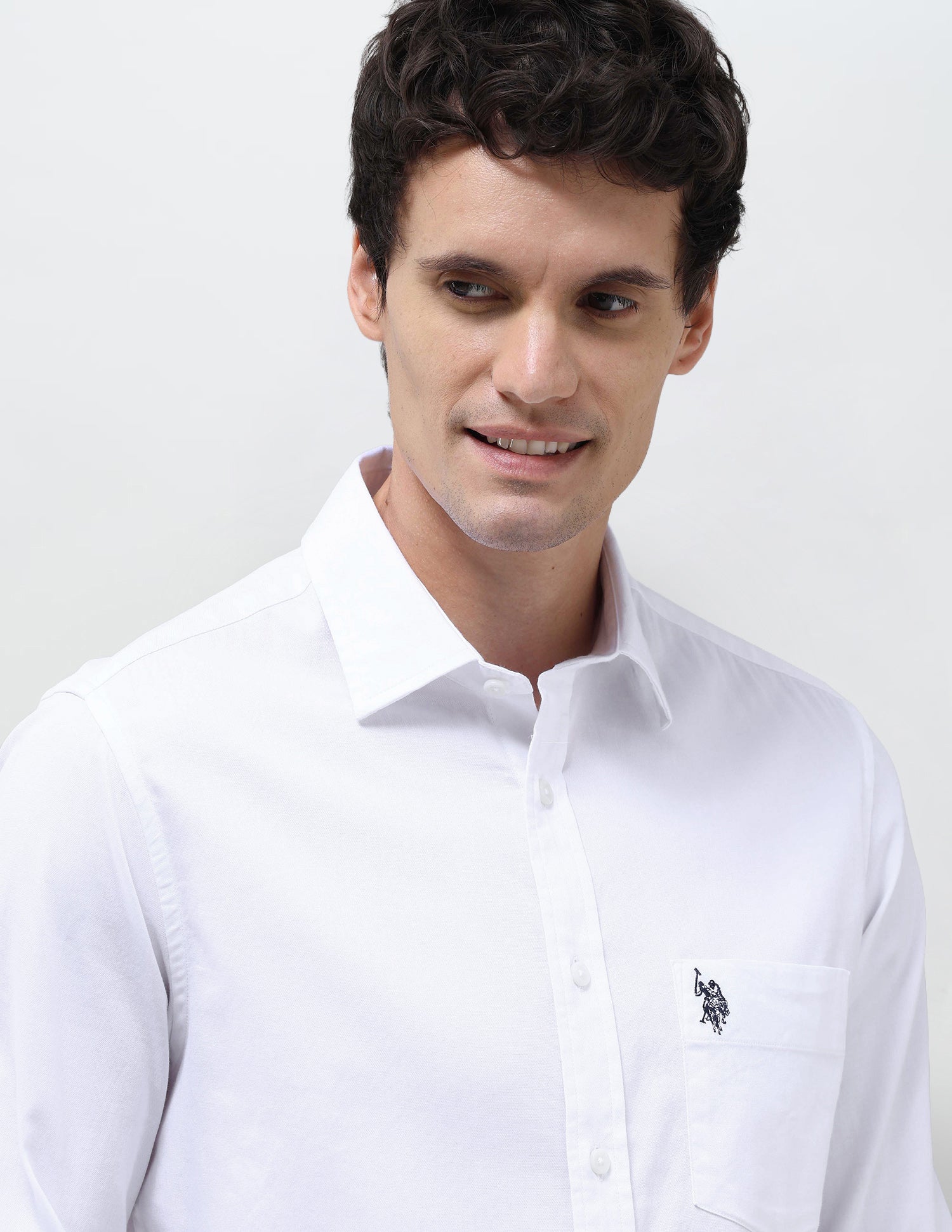 Dobby Tailored Fit Shirt White - U.S. Polo Assn. India | Large