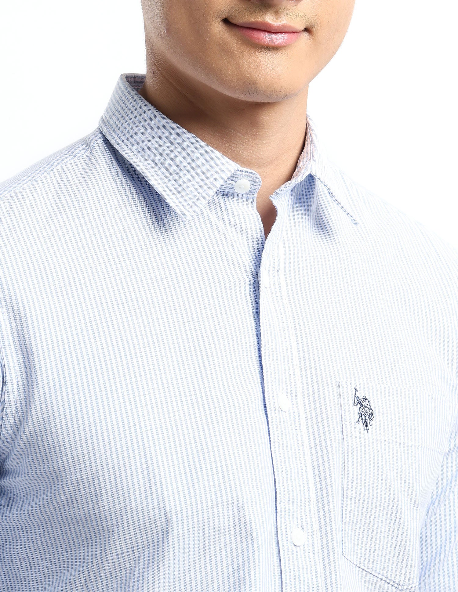 Oxford Vertical Striped Shirt Blue - U.S. Polo Assn. India | Large