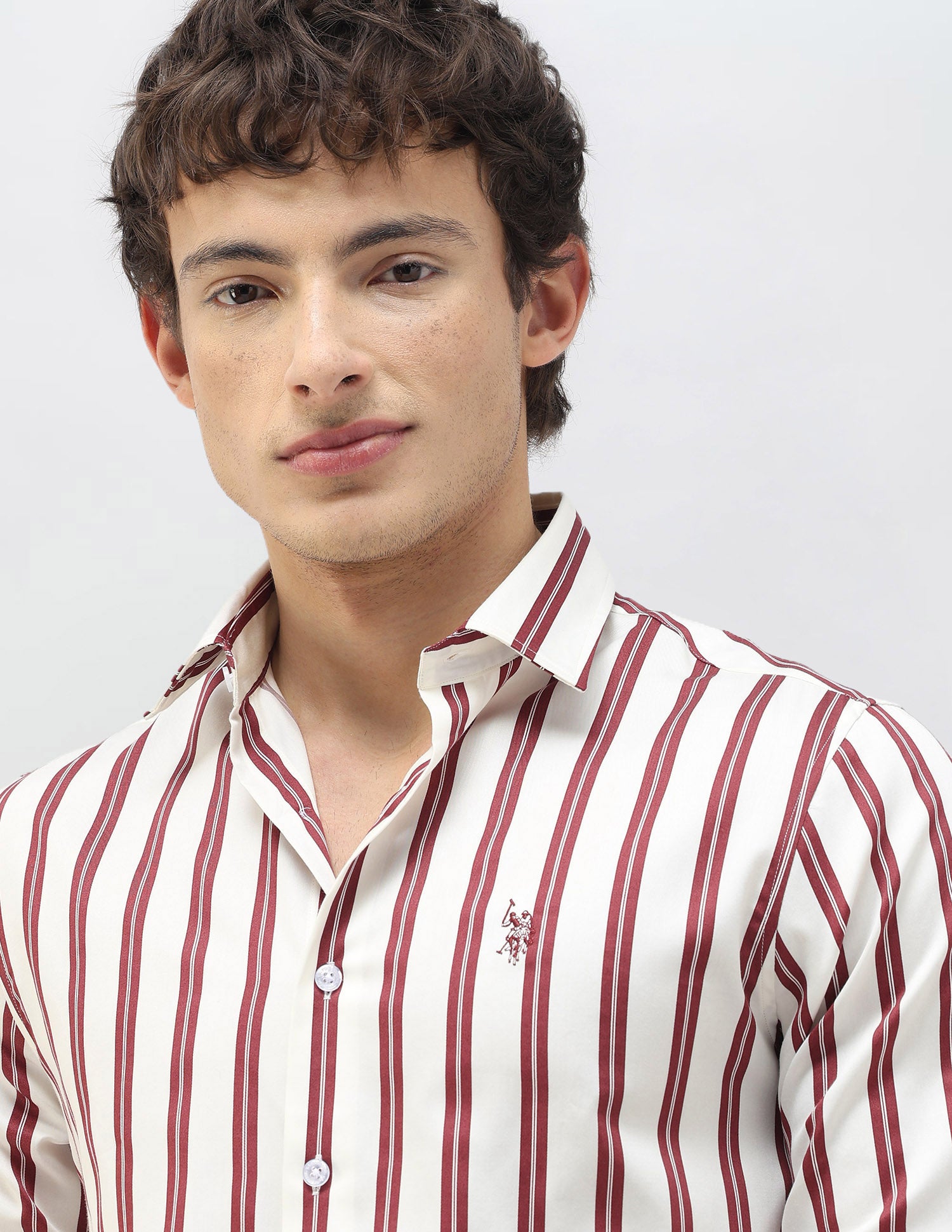 New Port Marina Vertical Striped Shirt Burgundy - U.S. Polo Assn. India | Large