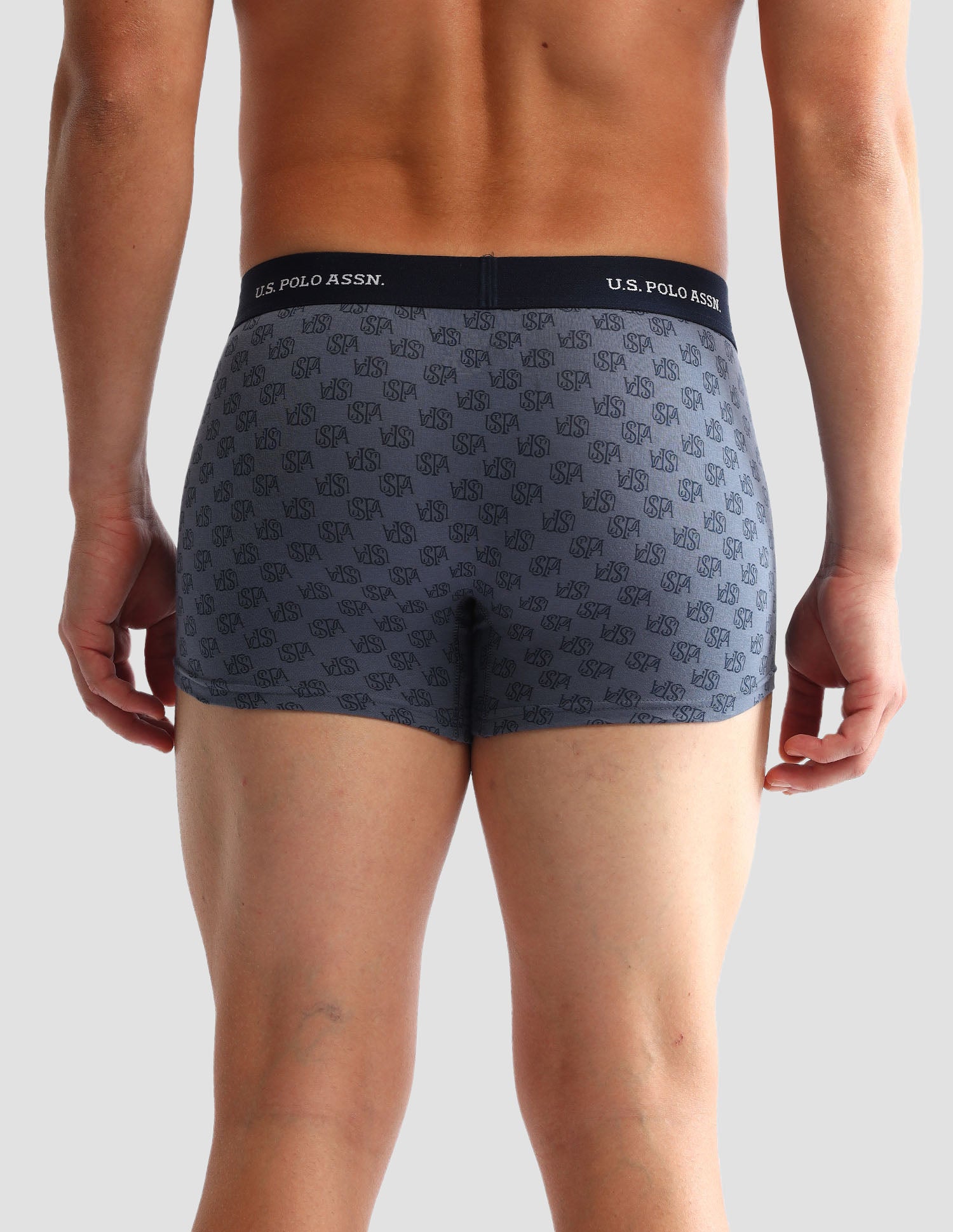 Anti Microbial Printed OET14 Trunks - Pack Of 3 Grey Melange, Blue and Navy - U.S. POLO ASSN. | Large