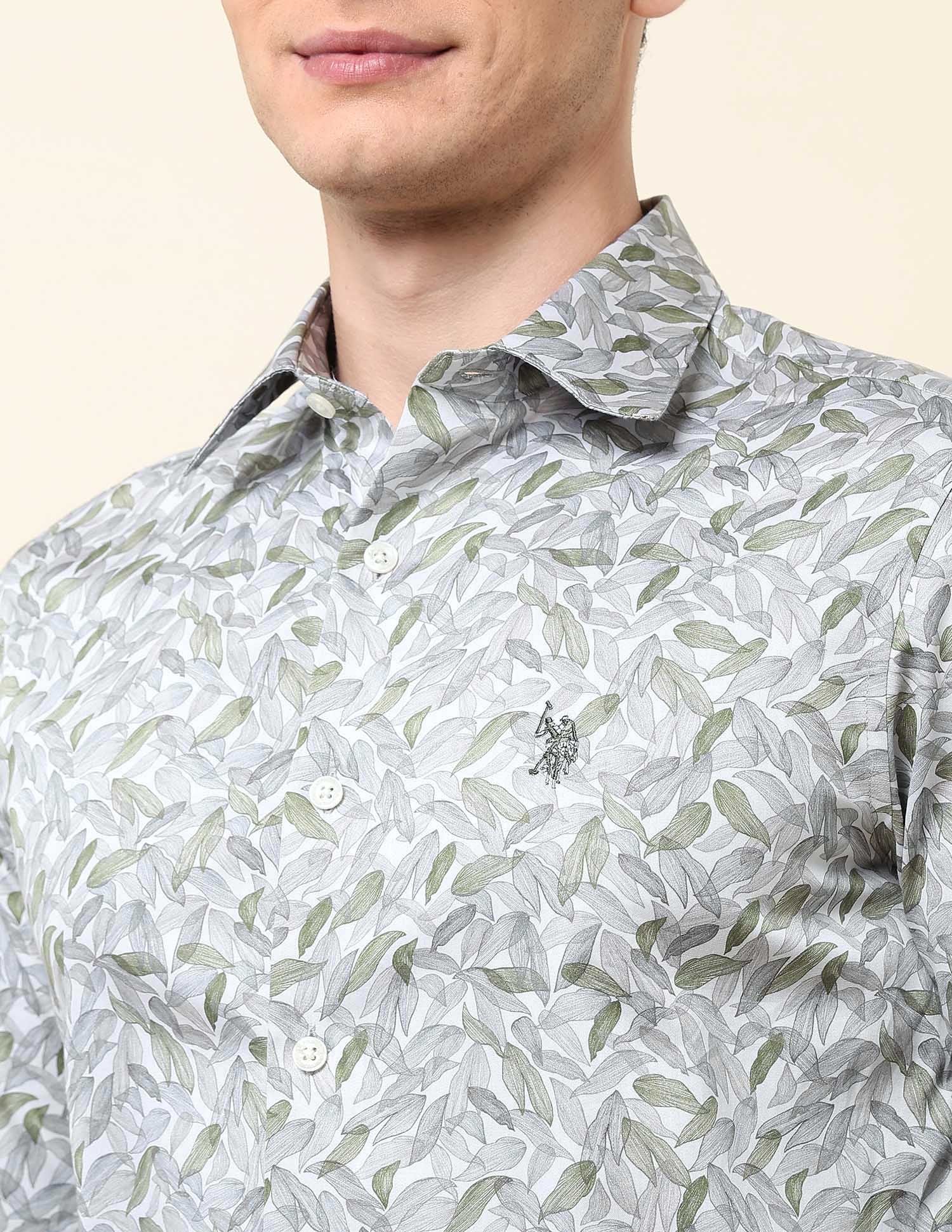 Tropical Printed Satin Shirt Grey - U.S. Polo Assn. India | Large