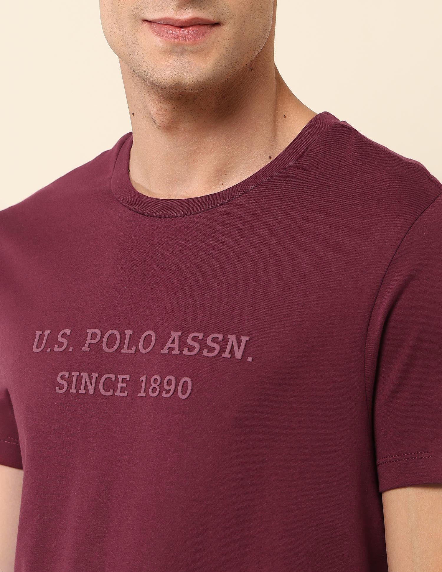Brand Embossed Slim Fit T- Shirt Maroon - U.S. Polo Assn. India | Large