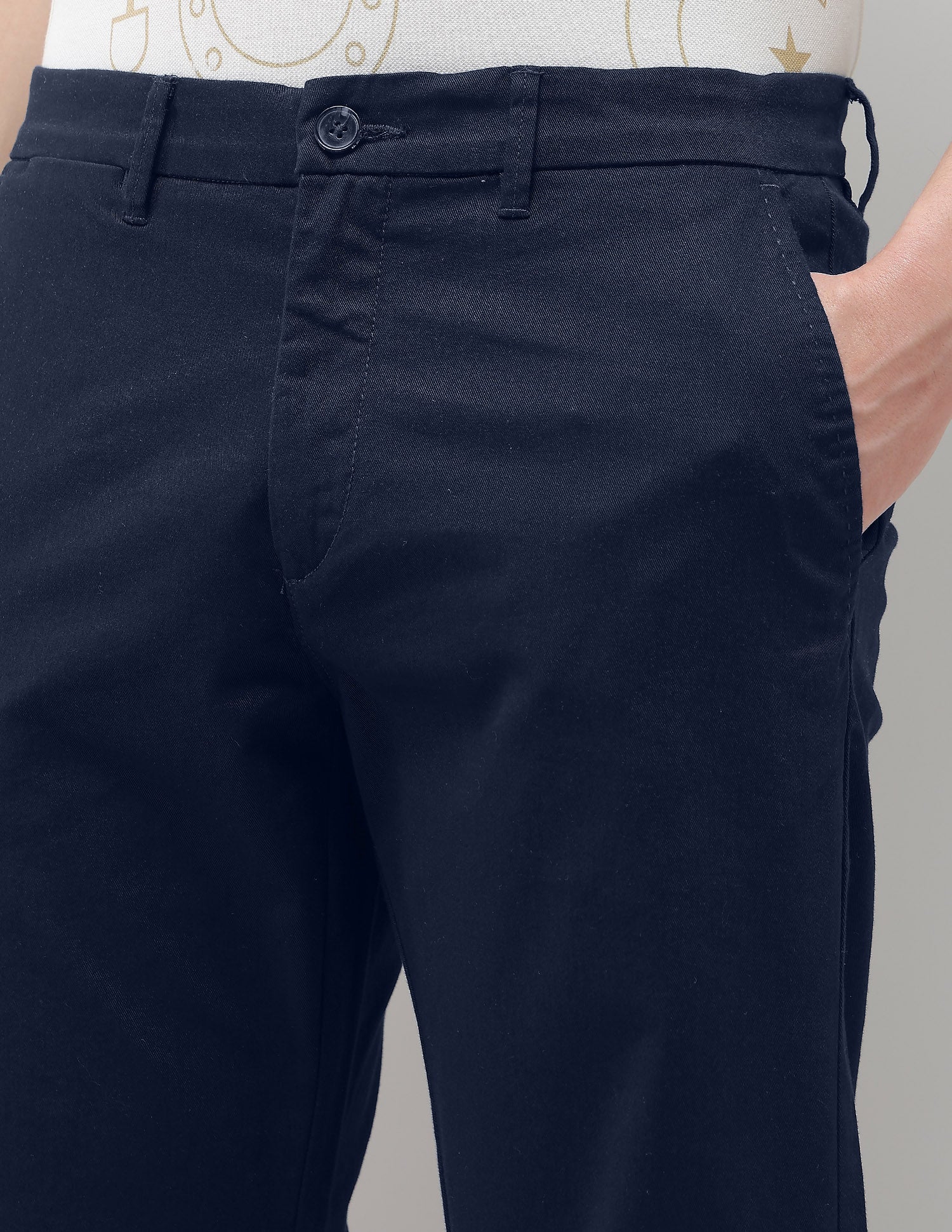 Solid Riley Straight Fit Trousers Navy - U.S. Polo Assn. India | Large