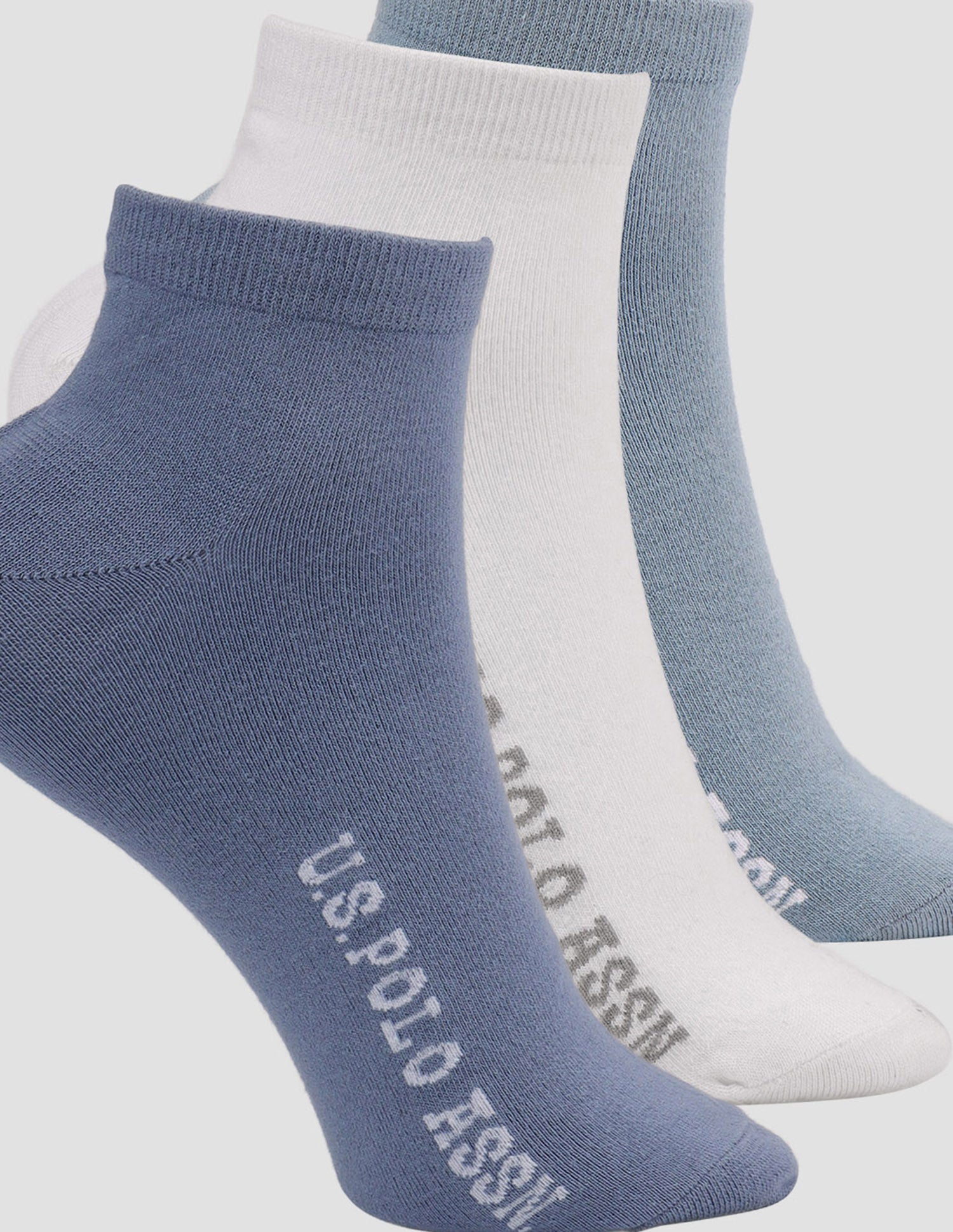 Cotton Stretch Ankle Length ES009 Socks - Pack Of 3 Ophosphere, Spring Lake, White - U.S. POLO ASSN. | Large