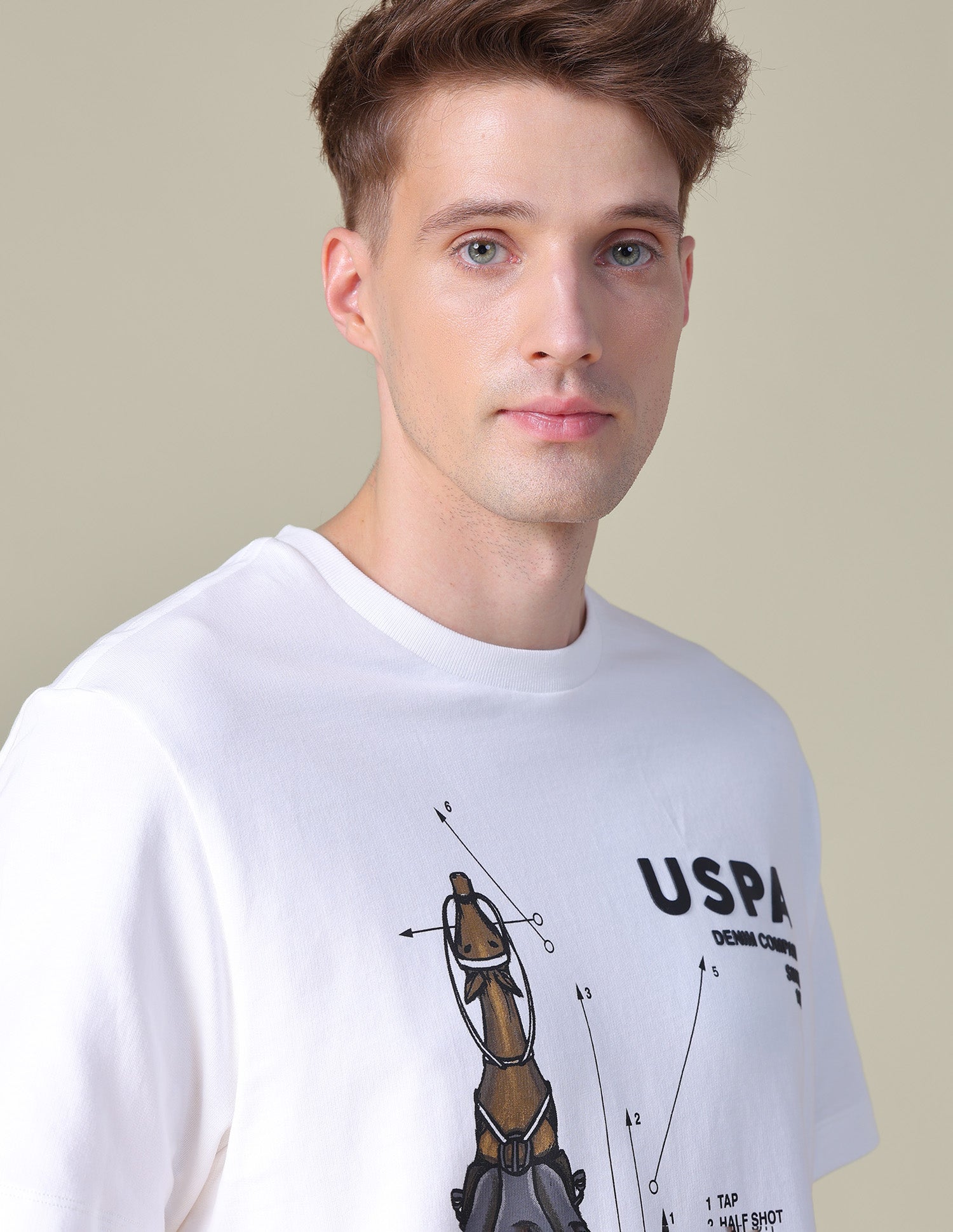 Graphic Brand Printed Relaxed Fit T-Shirt Ivory - U.S. POLO ASSN. | Large